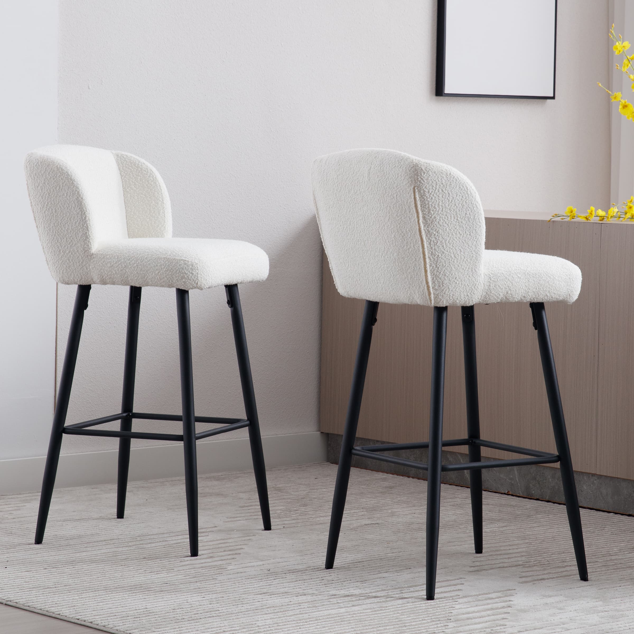 26"H Modern Back Metal Legs Counter Bar Stools Set of 2 - 2305 - Image 11