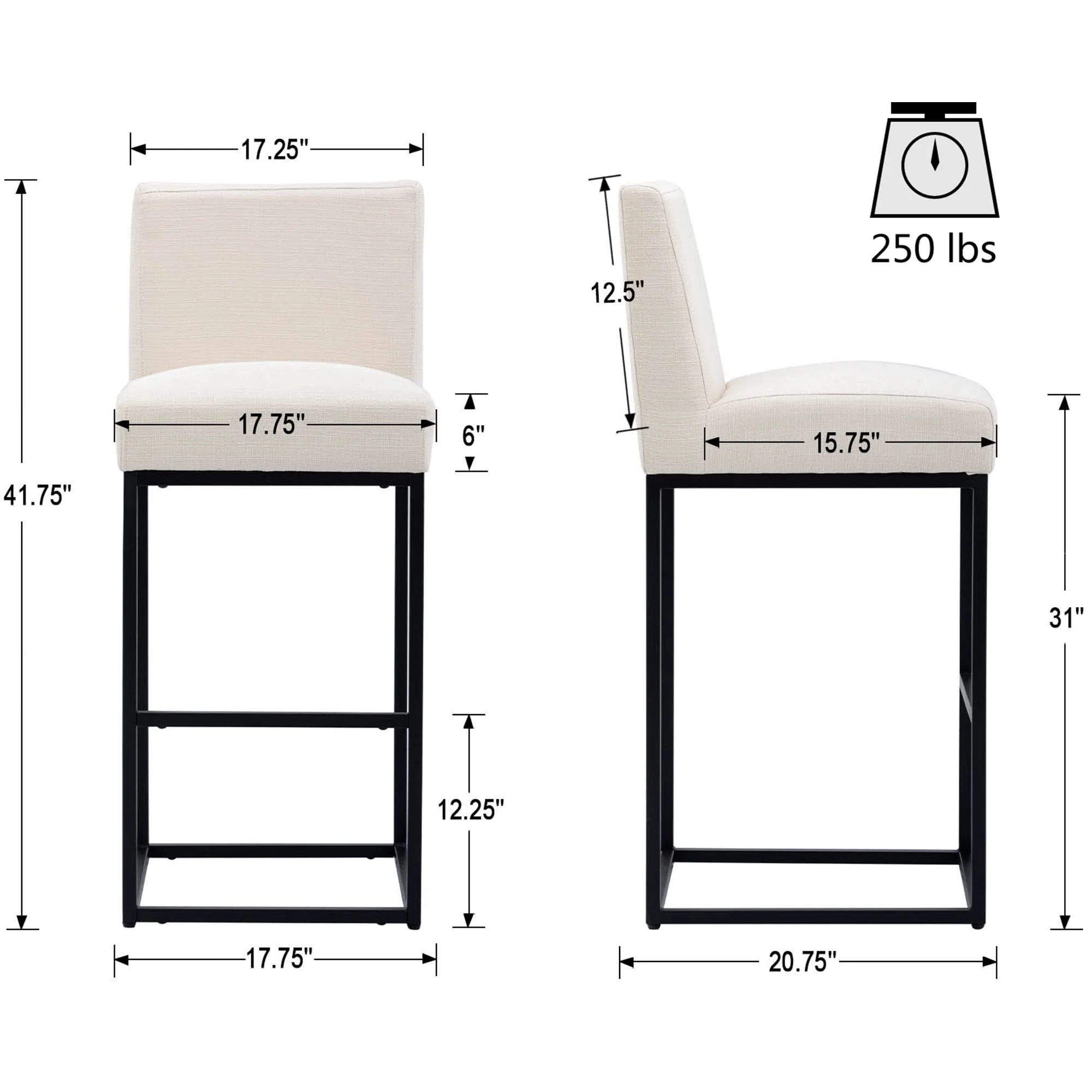 27"H & 31"H Metal Frame Counter Height Bar Stools Set of 2 - 5691 - Image 14