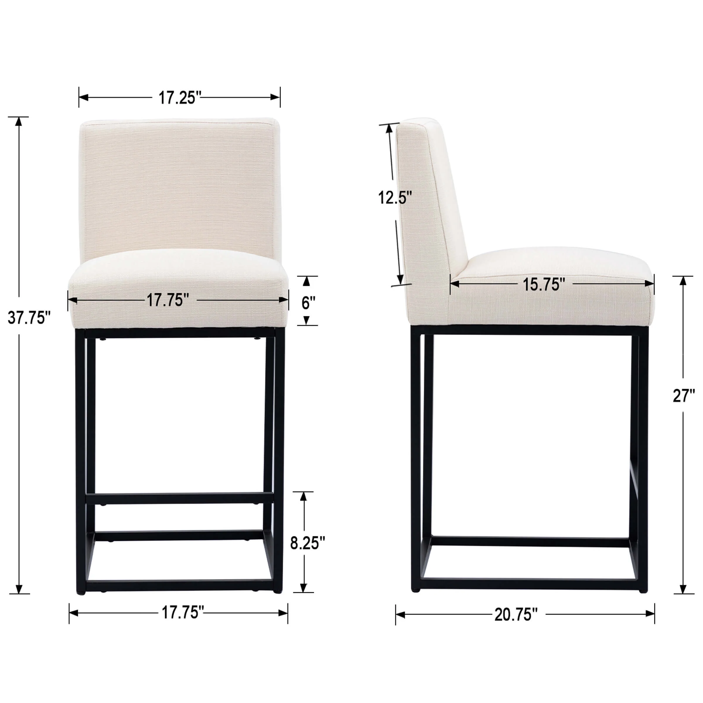 27"H & 31"H Metal Frame Counter Height Bar Stools Set of 2 - 5691 - Image 7