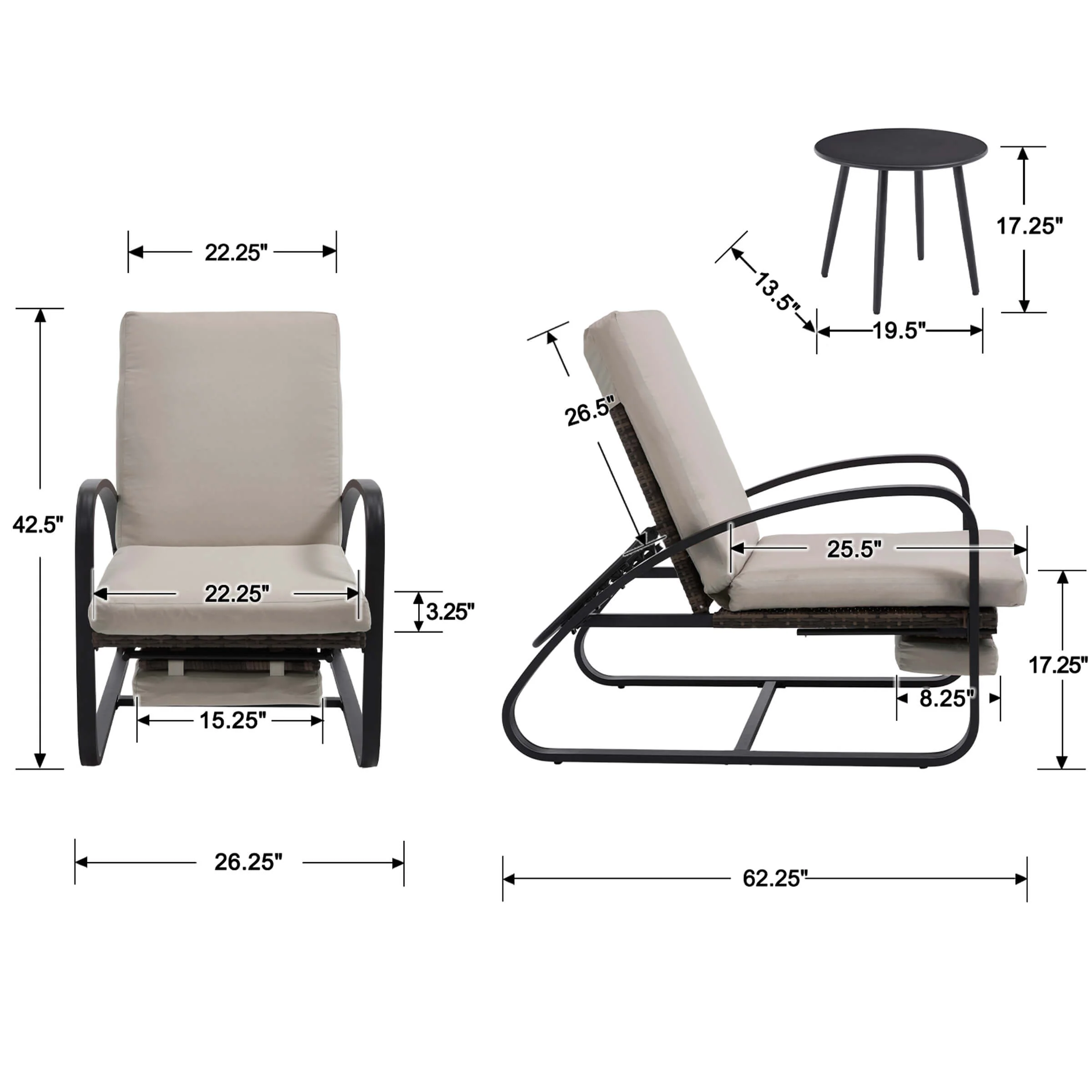 3 Piece Patio Set with Chaise Lounge Chairs and Table - 20701SE - Image 23