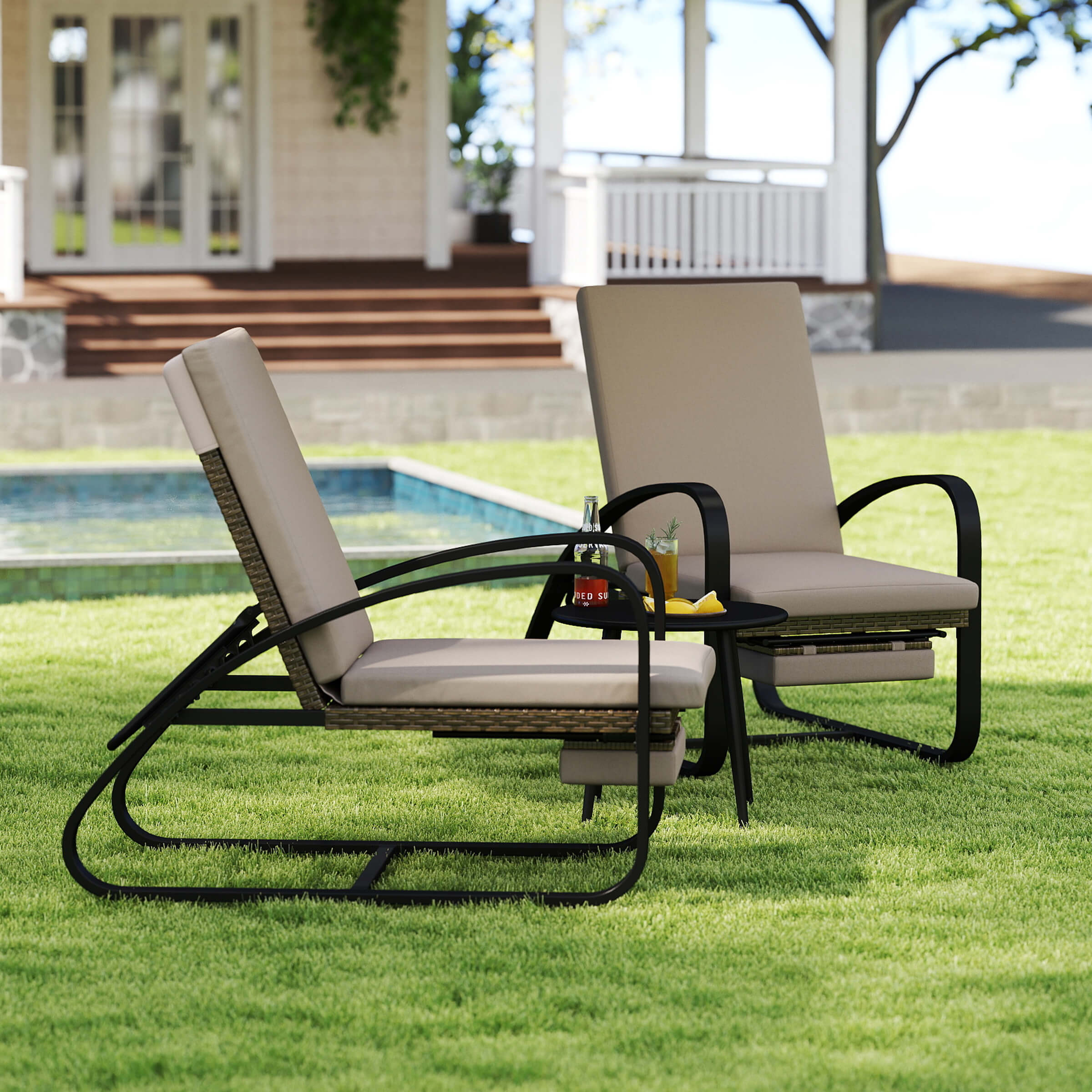 3 Piece Patio Set with Chaise Lounge Chairs and Table - 20701SE - Image 3