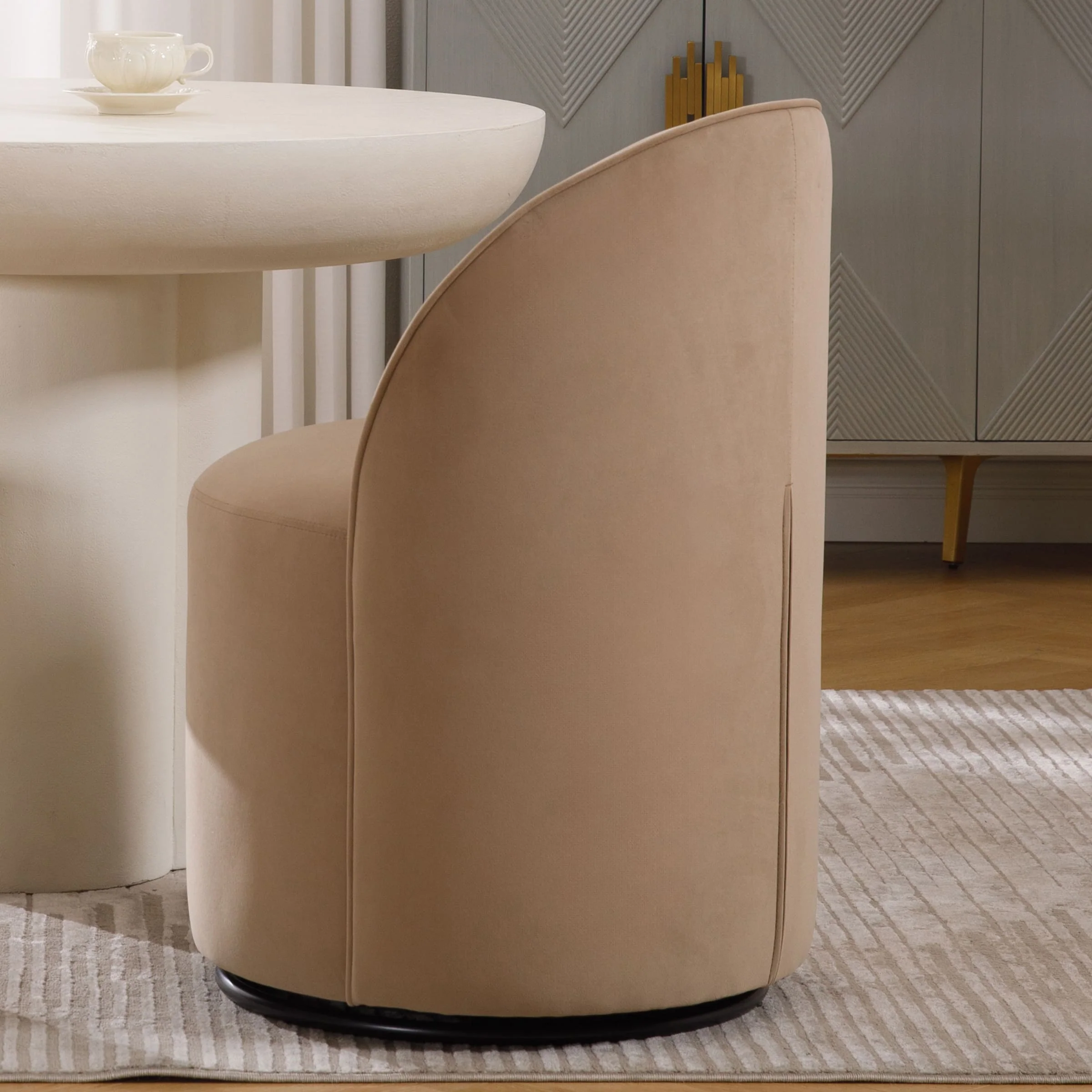 Swivel Upholstered Barrel Dining Chair 1PCS - X299DC - Image 10