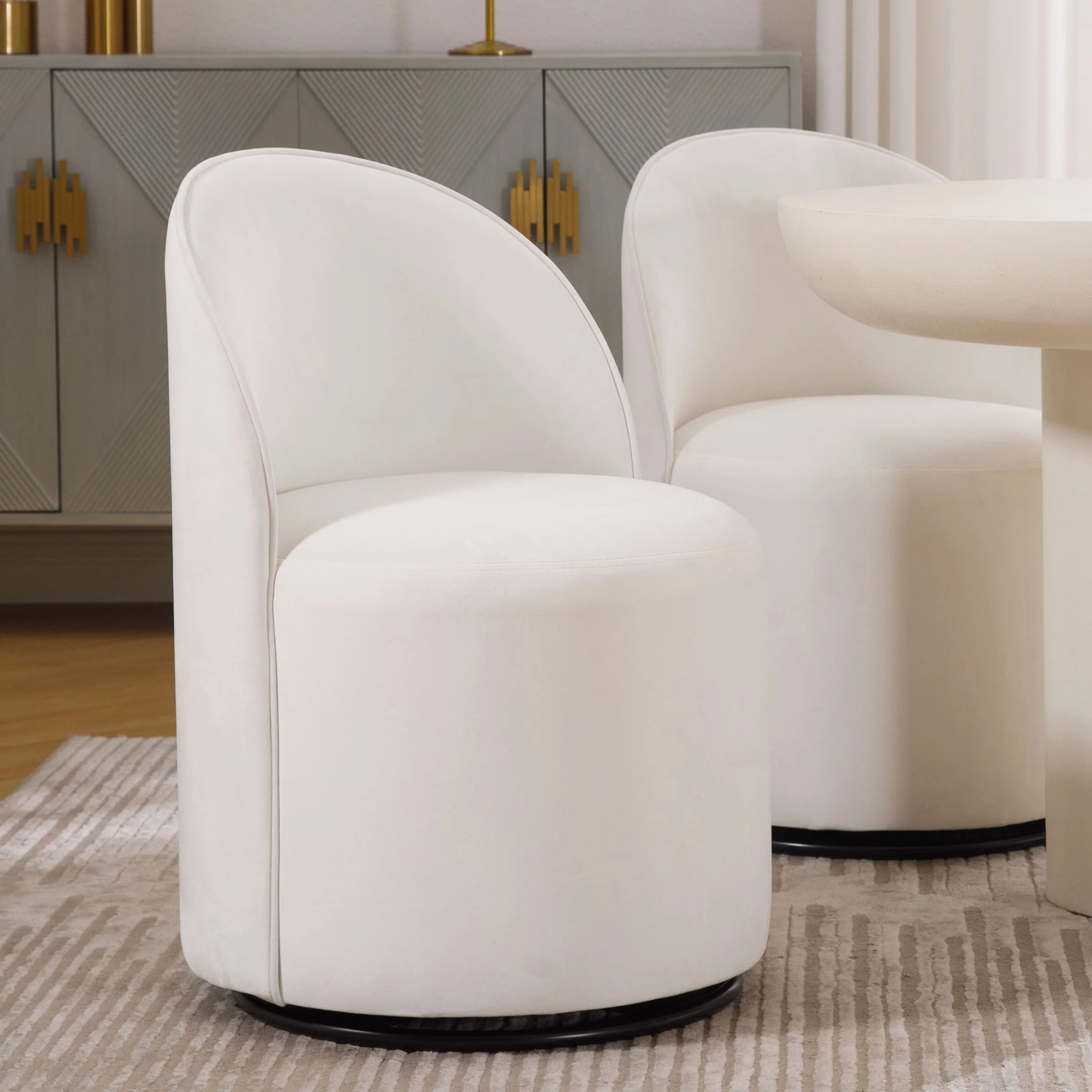 Swivel Upholstered Barrel Dining Chair 1PCS - X299DC - Image 15