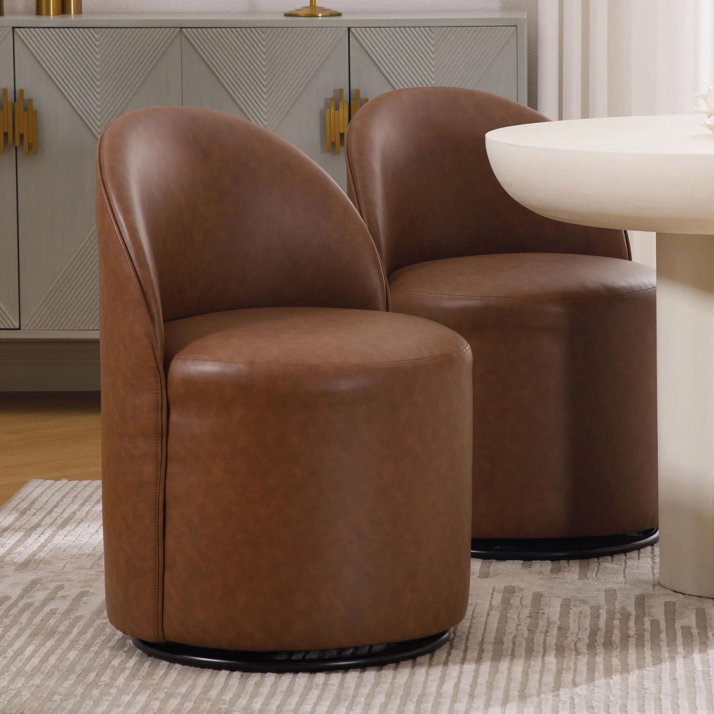 Swivel Upholstered Barrel Dining Chair 1PCS - X299DC - Image 2