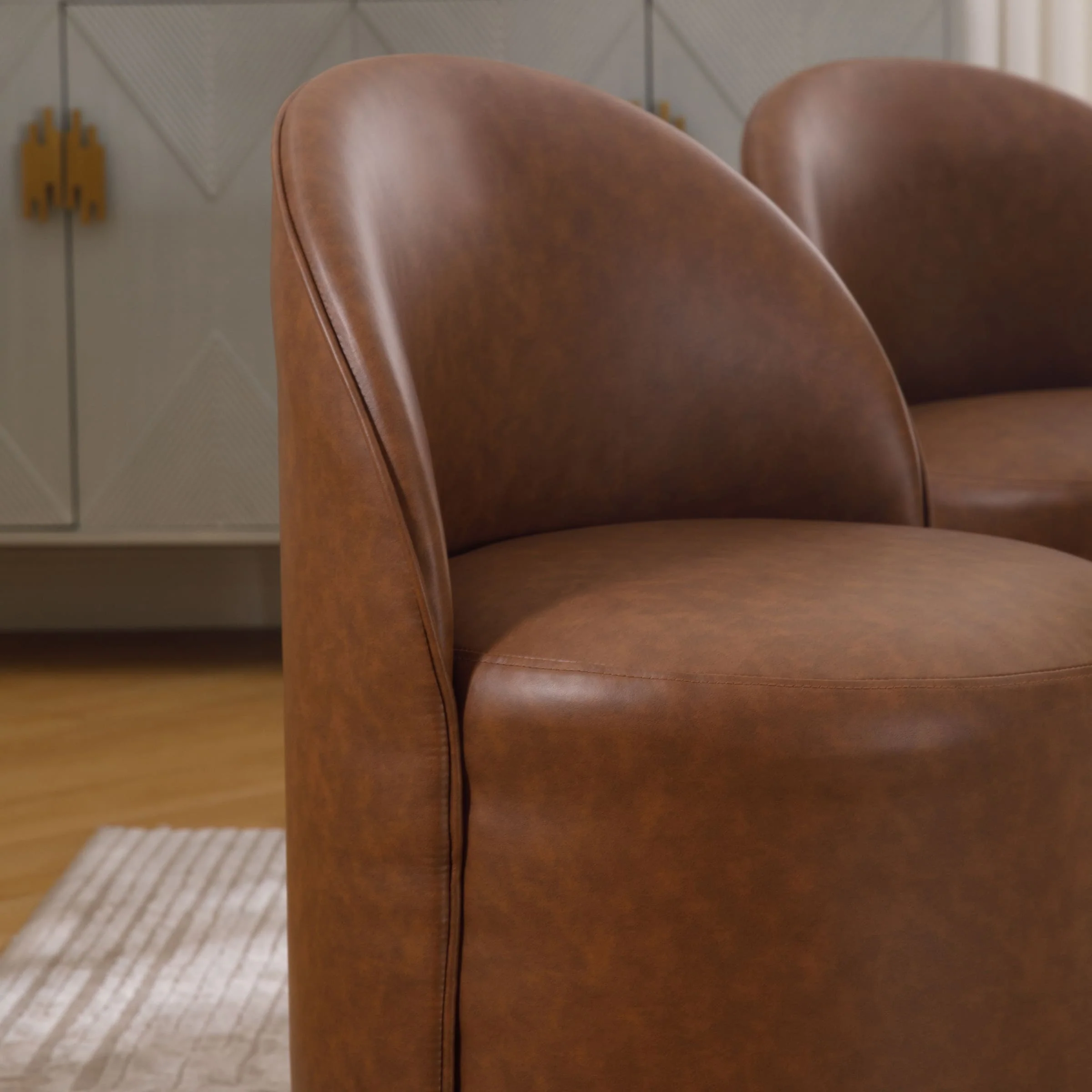 Swivel Upholstered Barrel Dining Chair 1PCS - X299DC - Image 3