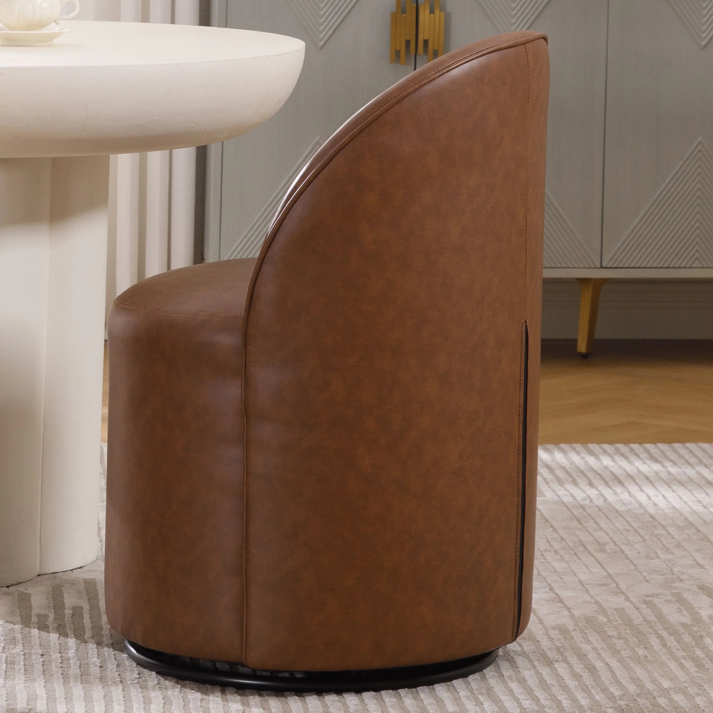Swivel Upholstered Barrel Dining Chair 1PCS - X299DC - Image 4