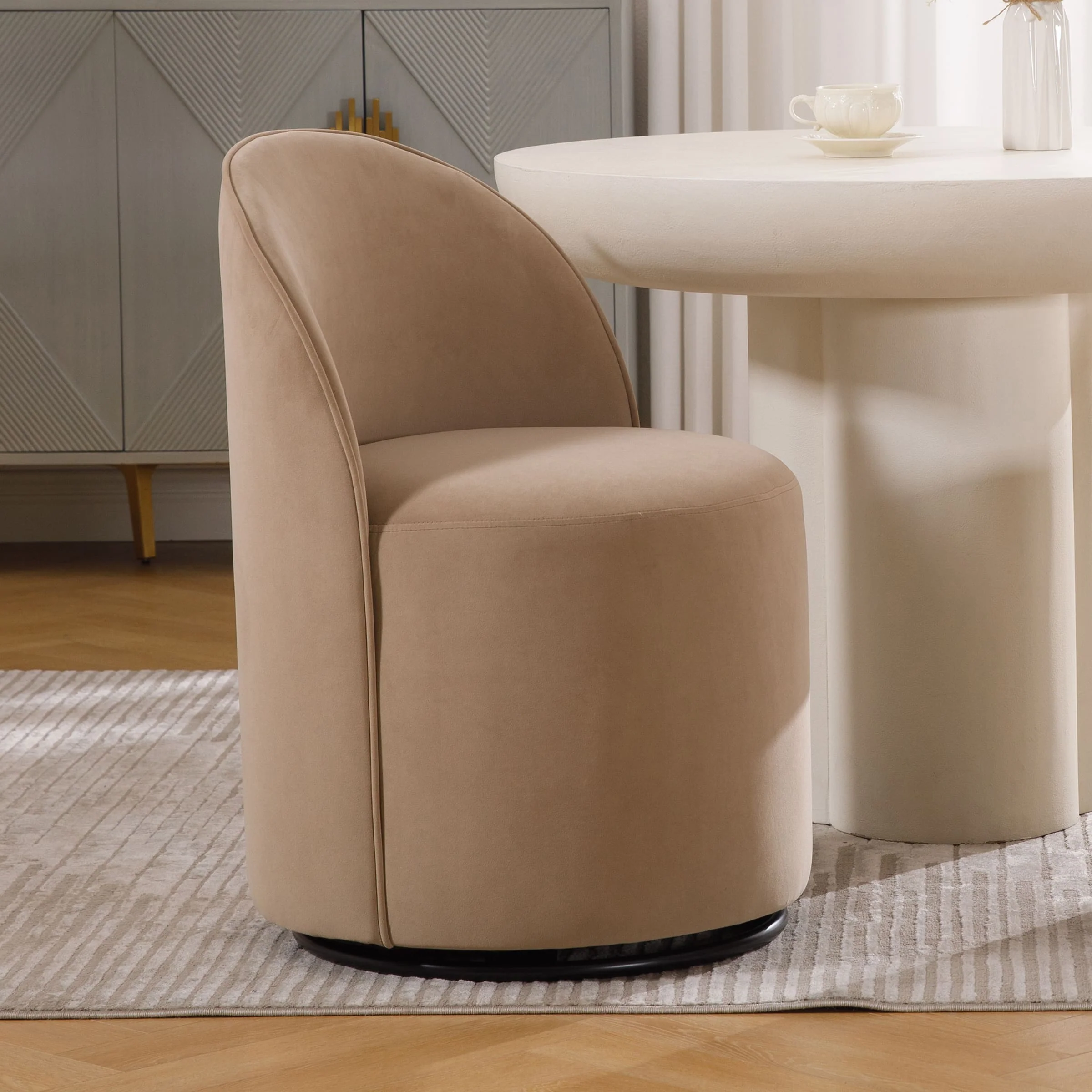 Swivel Upholstered Barrel Dining Chair 1PCS - X299DC - Image 8