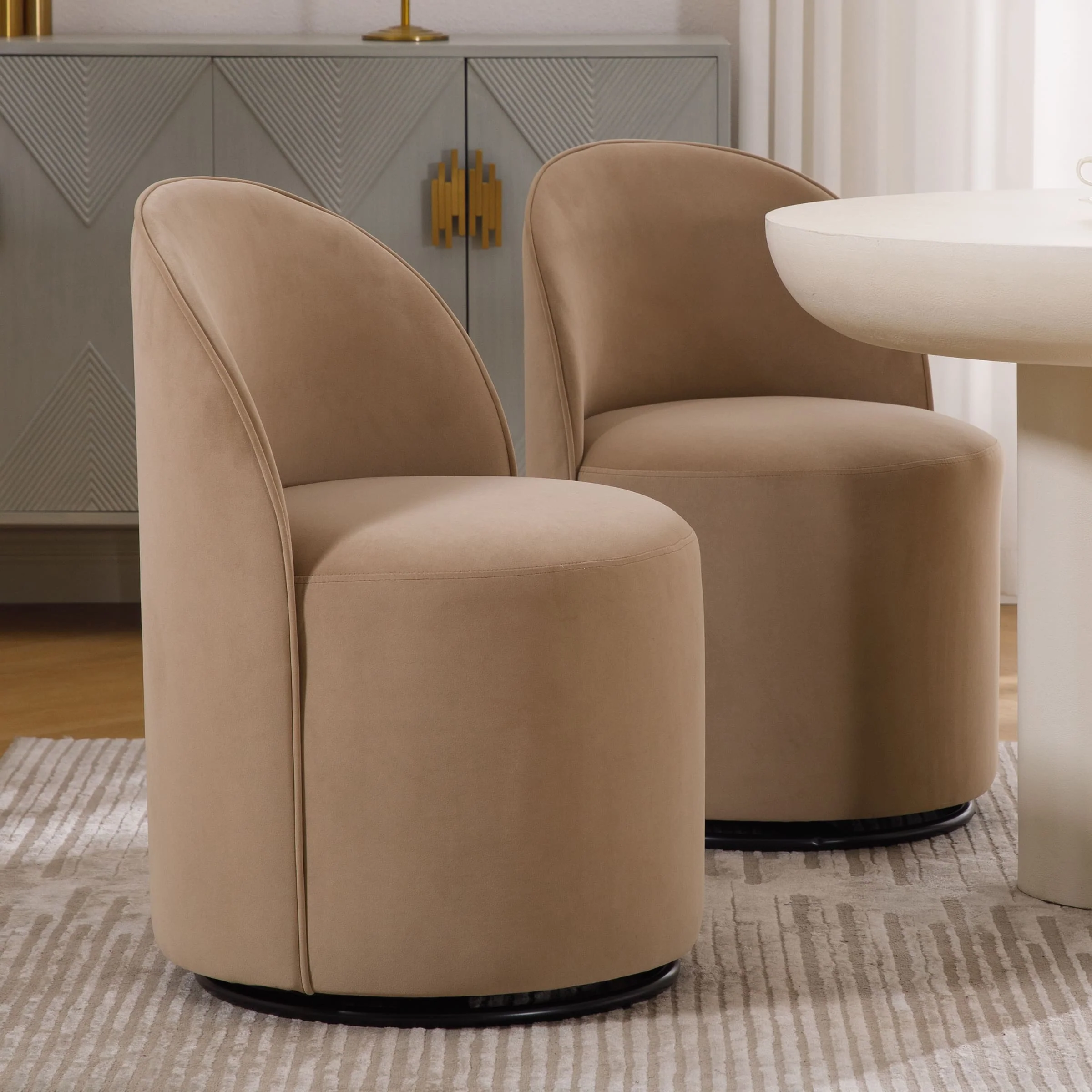 Swivel Upholstered Barrel Dining Chair 1PCS - X299DC - Image 9