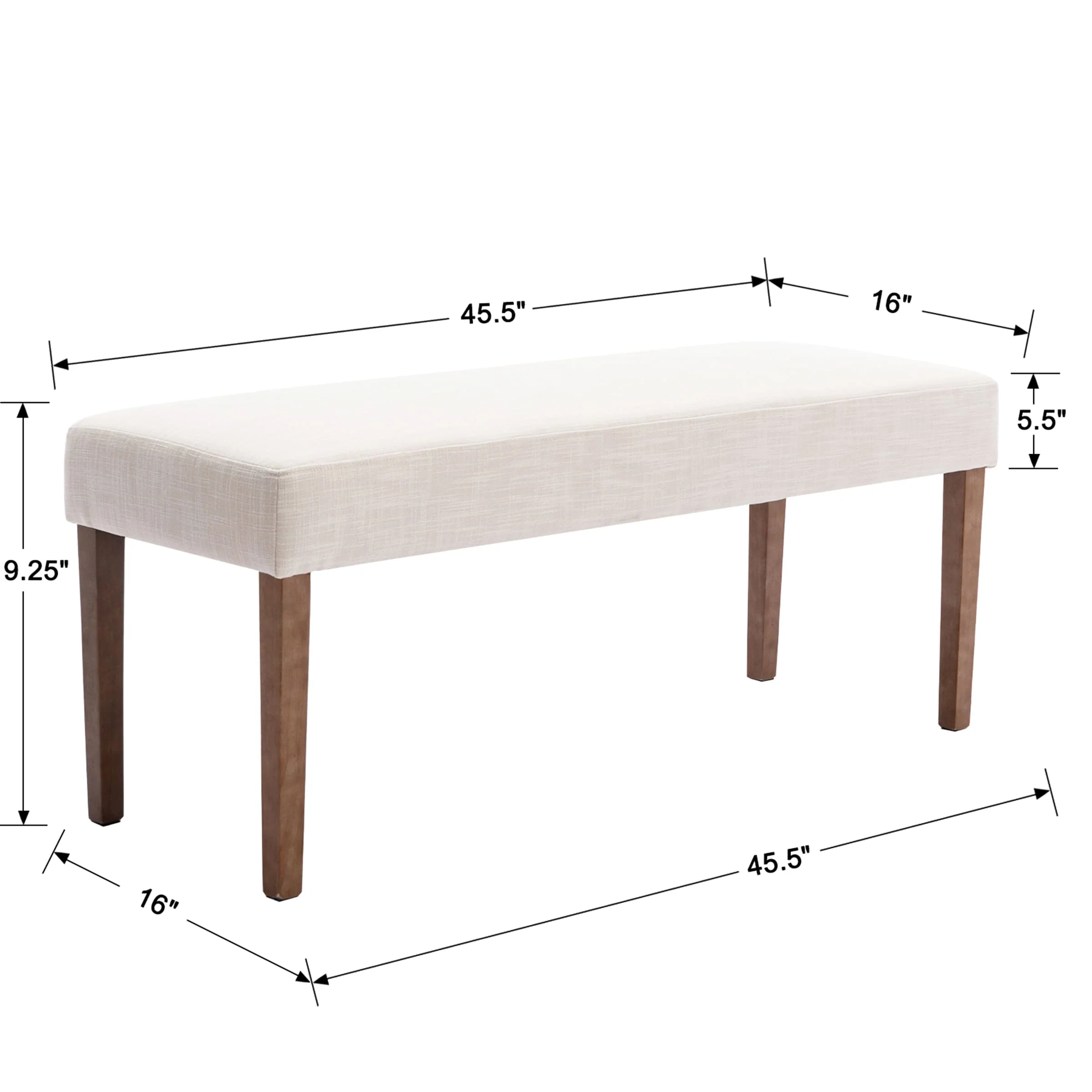 44.5" W Farmhouse Padded Entryway Bench - 2586BH - Image 7