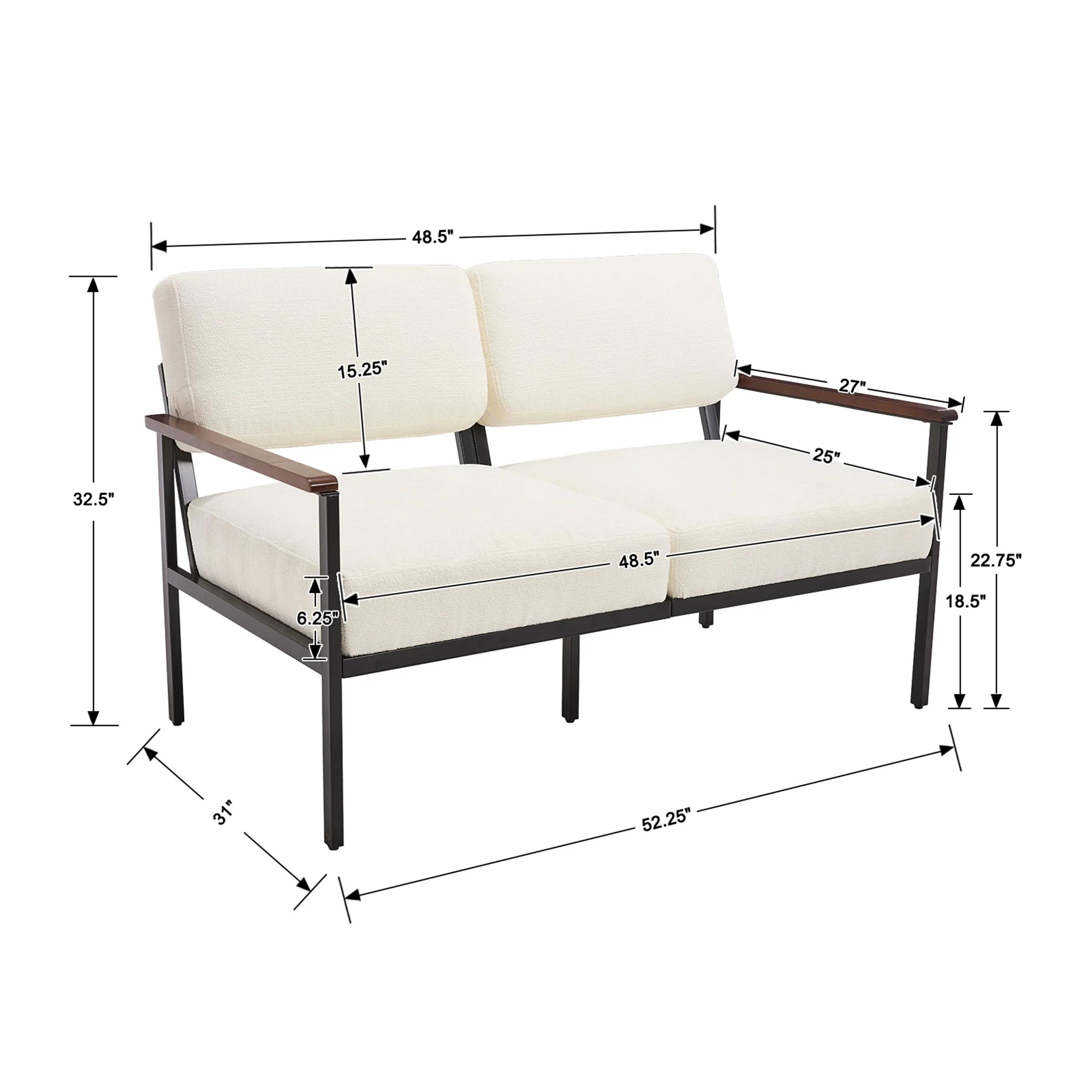 52"W Upholstered Loveseat Sofa - 3792SF - Image 7