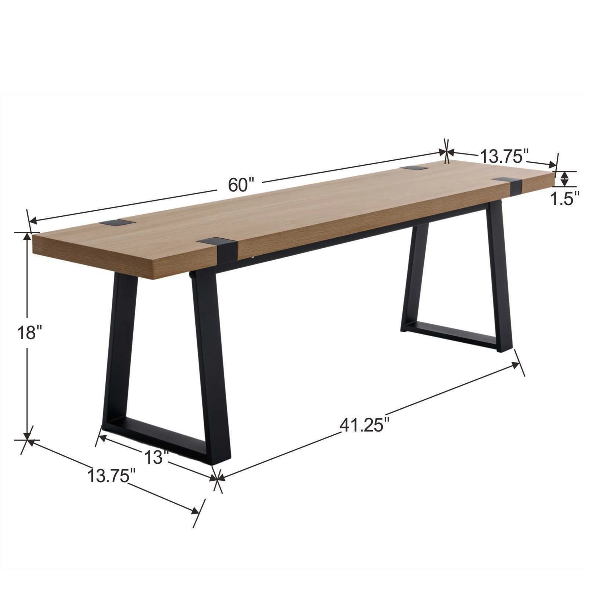 60"W Wood Dining Bench - XXX13BH - Image 13