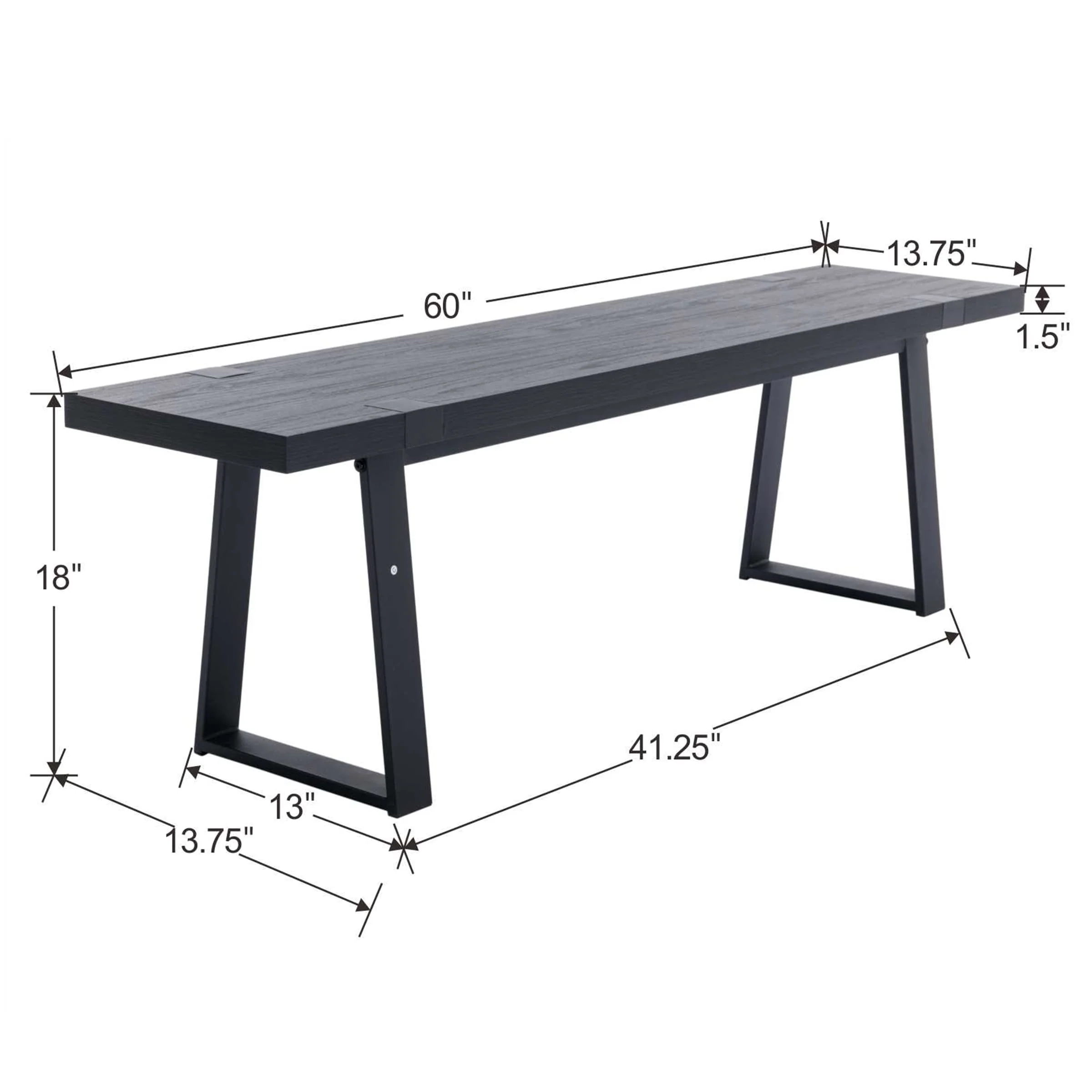 60"W Wood Dining Bench - XXX13BH - Image 6