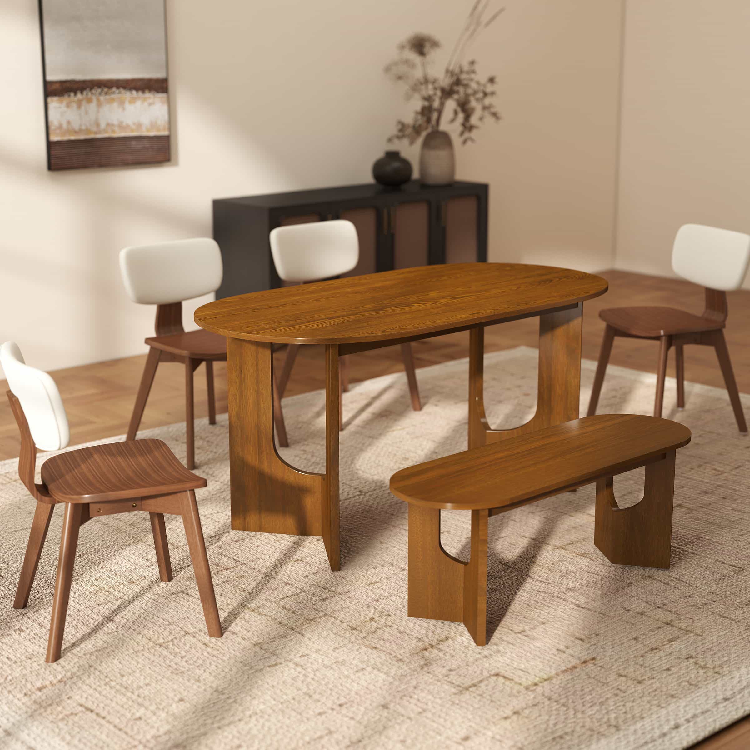 63"L Solid Wood Walnut Oval Dining Table - 00074DT - Image 3
