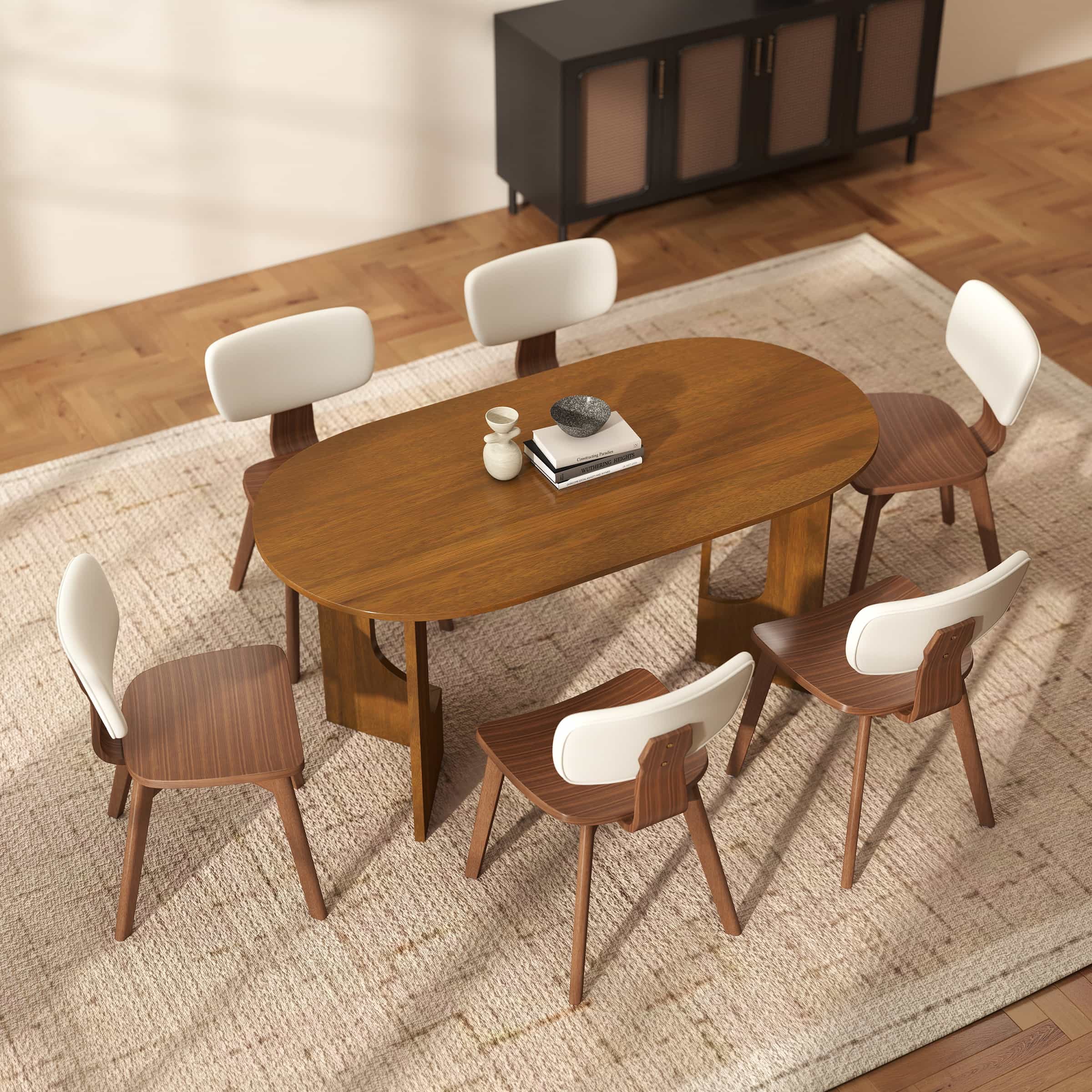 63"L Solid Wood Walnut Oval Dining Table - 00074DT - Image 4