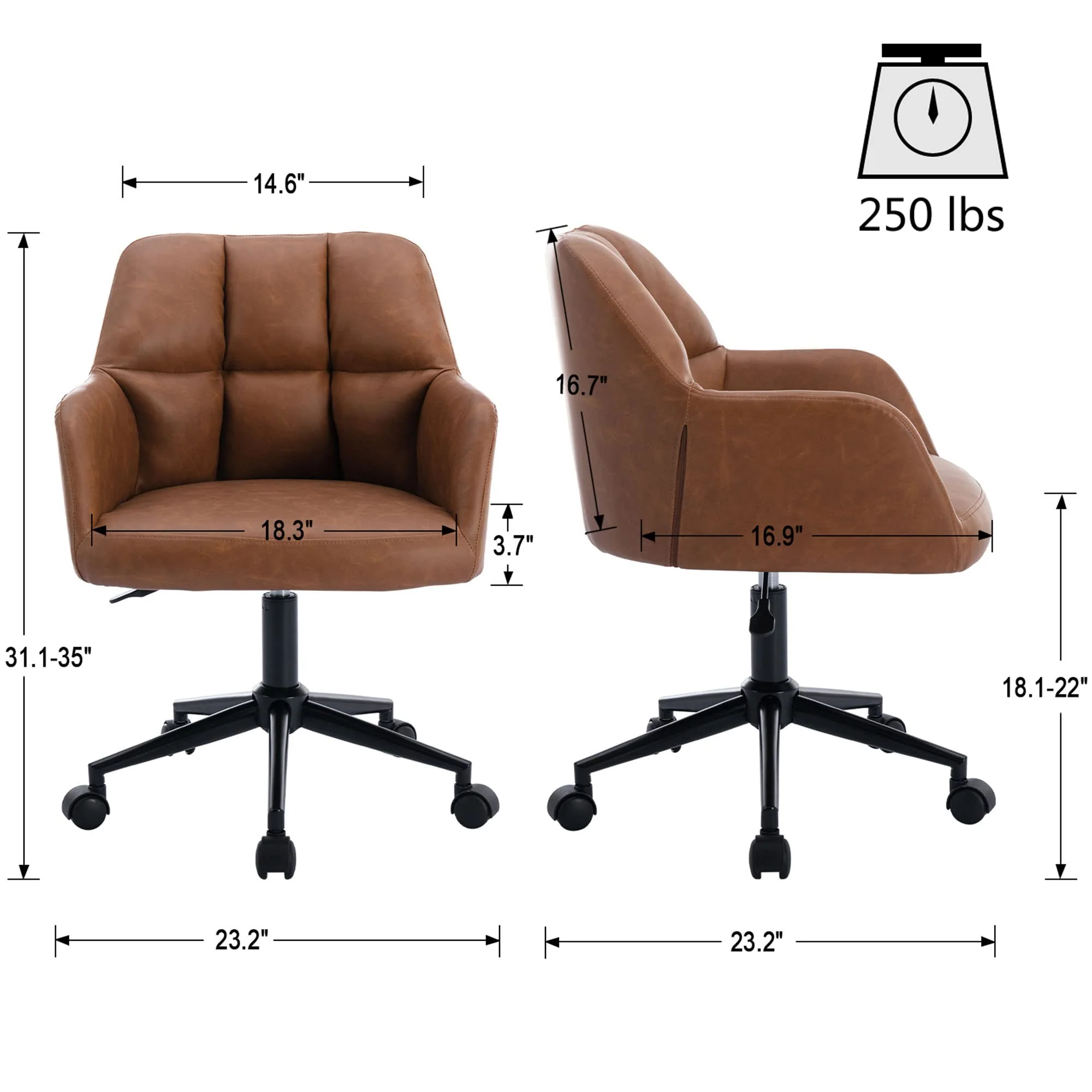 Adjustable Tufted Office Chair 1 PCS - X178OC - Image 8