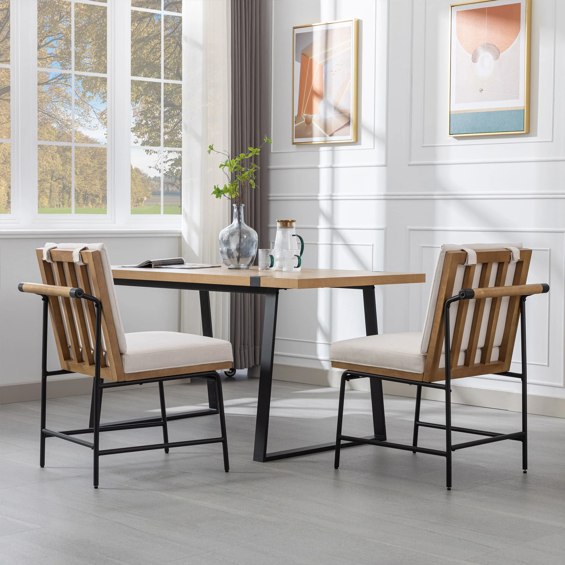 Metal Legs Armless Dining Chairs Set of 2 - 1912DC - Image 2