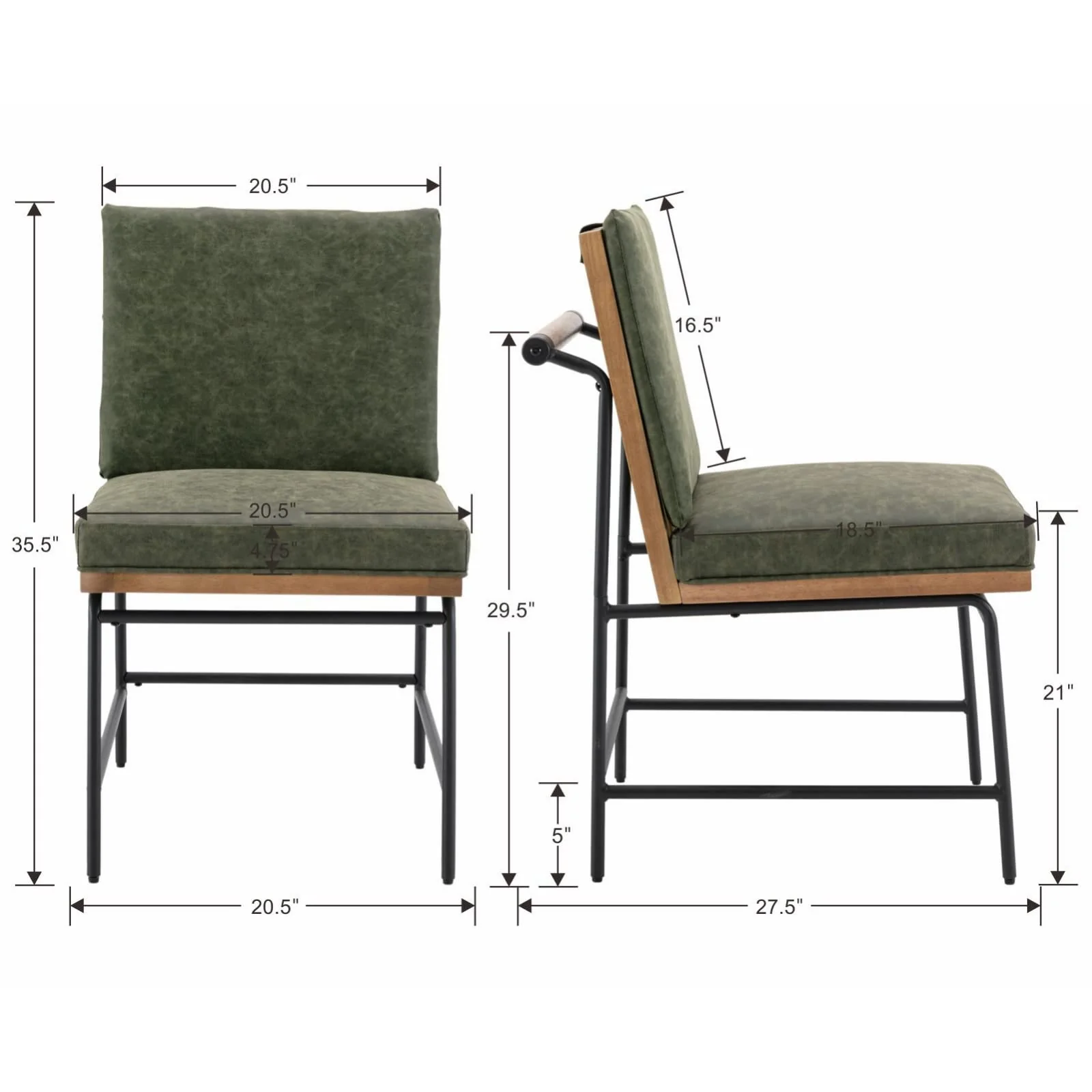 Metal Legs Armless Dining Chairs Set of 2 - 1912DC - Image 27