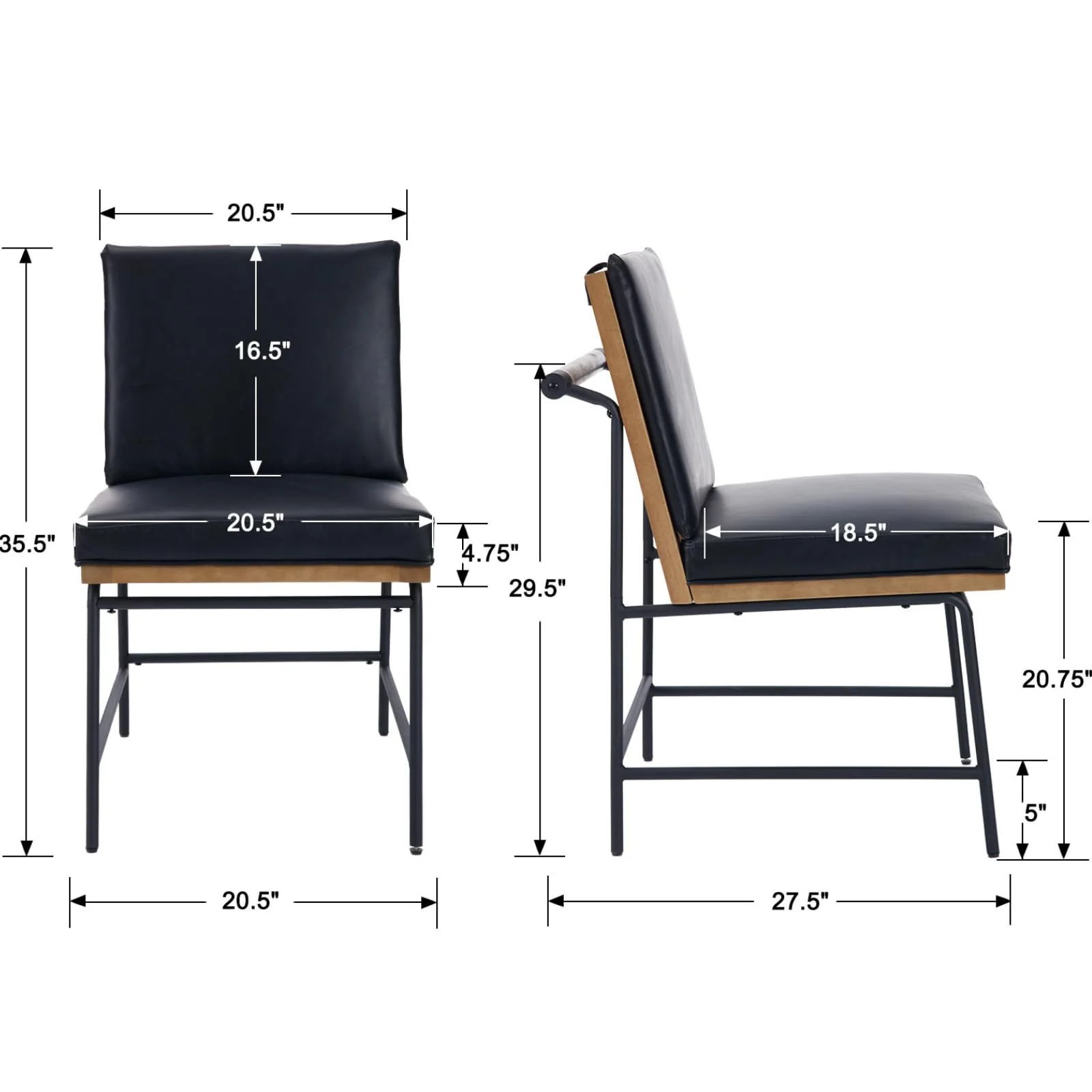 Metal Legs Armless Dining Chairs Set of 2 - 1912DC - Image 36