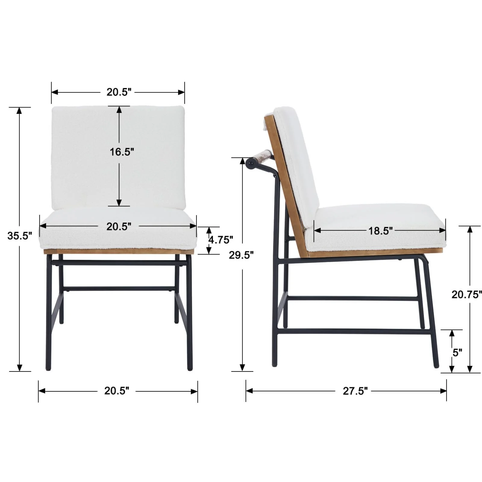 Metal Legs Armless Dining Chairs Set of 2 - 1912DC - Image 44