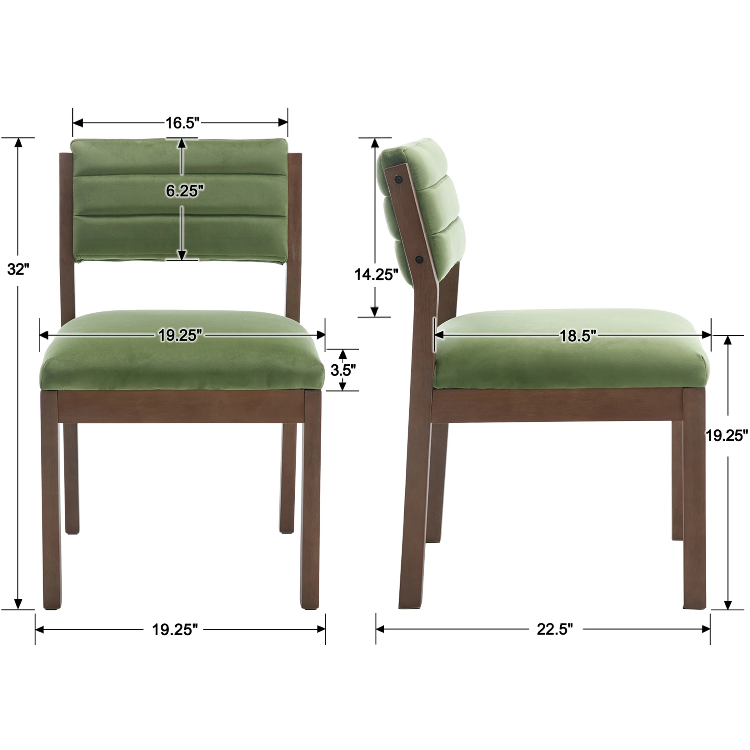 Channel-Tufted Back Dining Chairs Set of 2 - 1997DC - Image 8