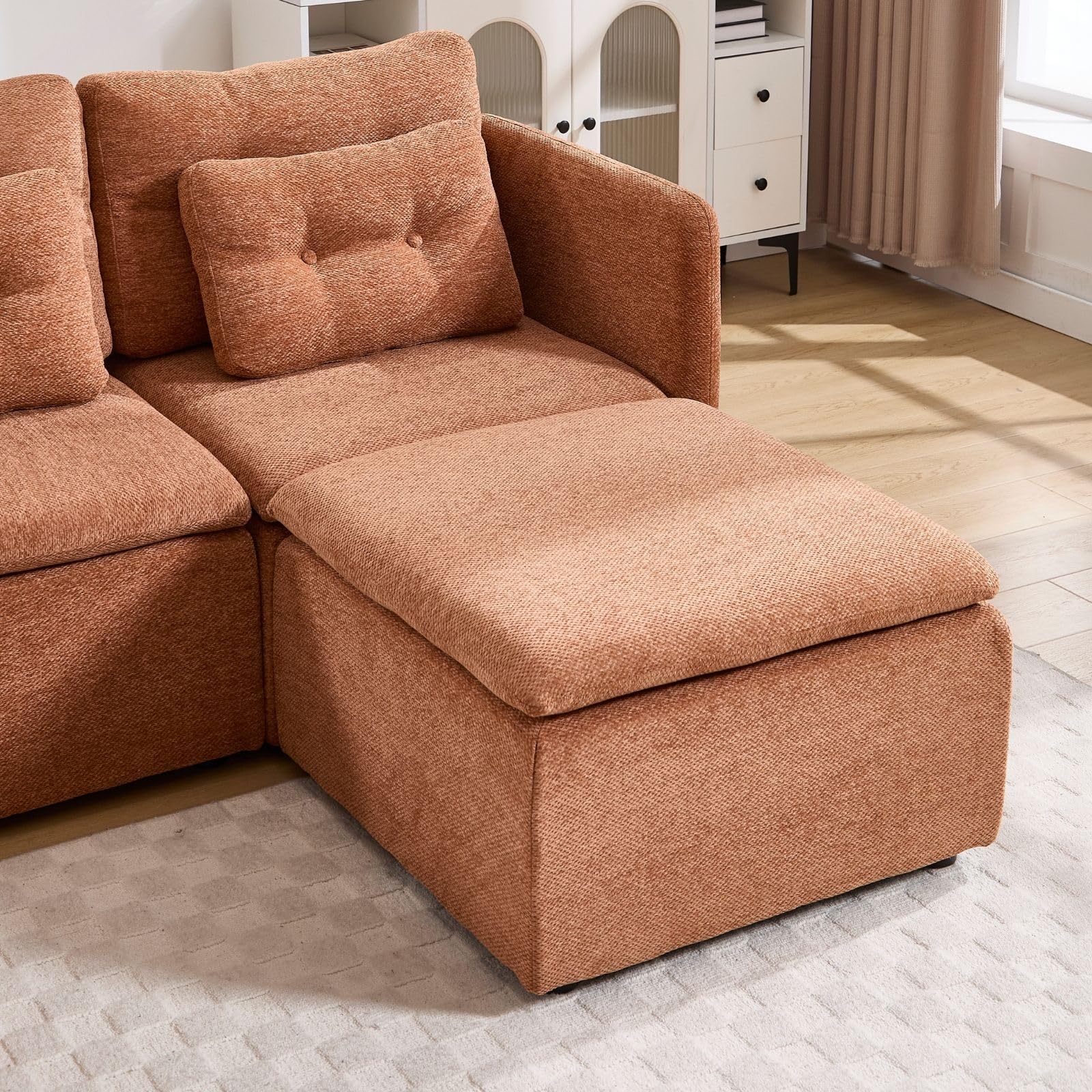 Chenille 56.5" Modular Sectional Sofa with Waist Pillow - 90041SF - Image 11