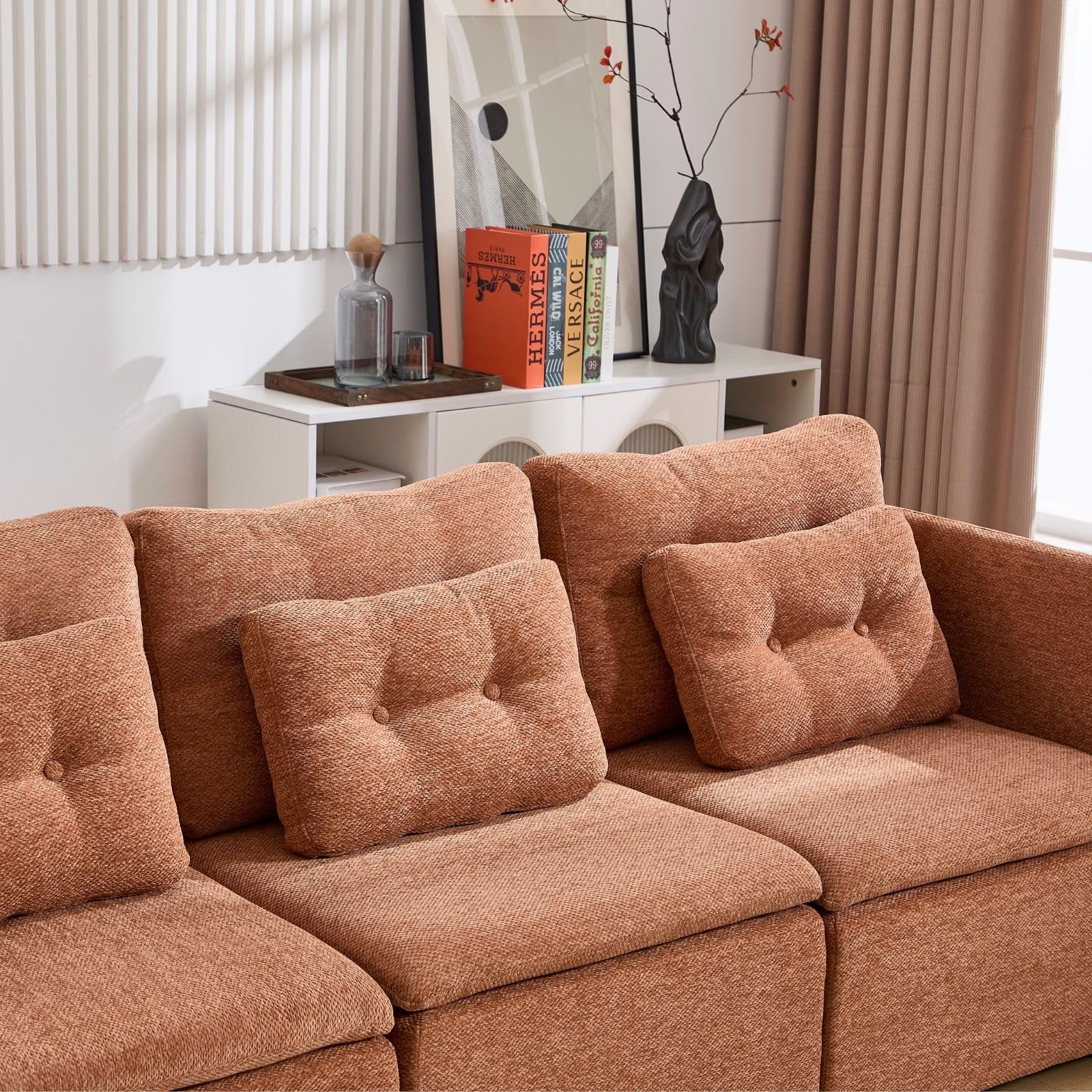 Chenille 56.5" Modular Sectional Sofa with Waist Pillow - 90041SF - Image 12