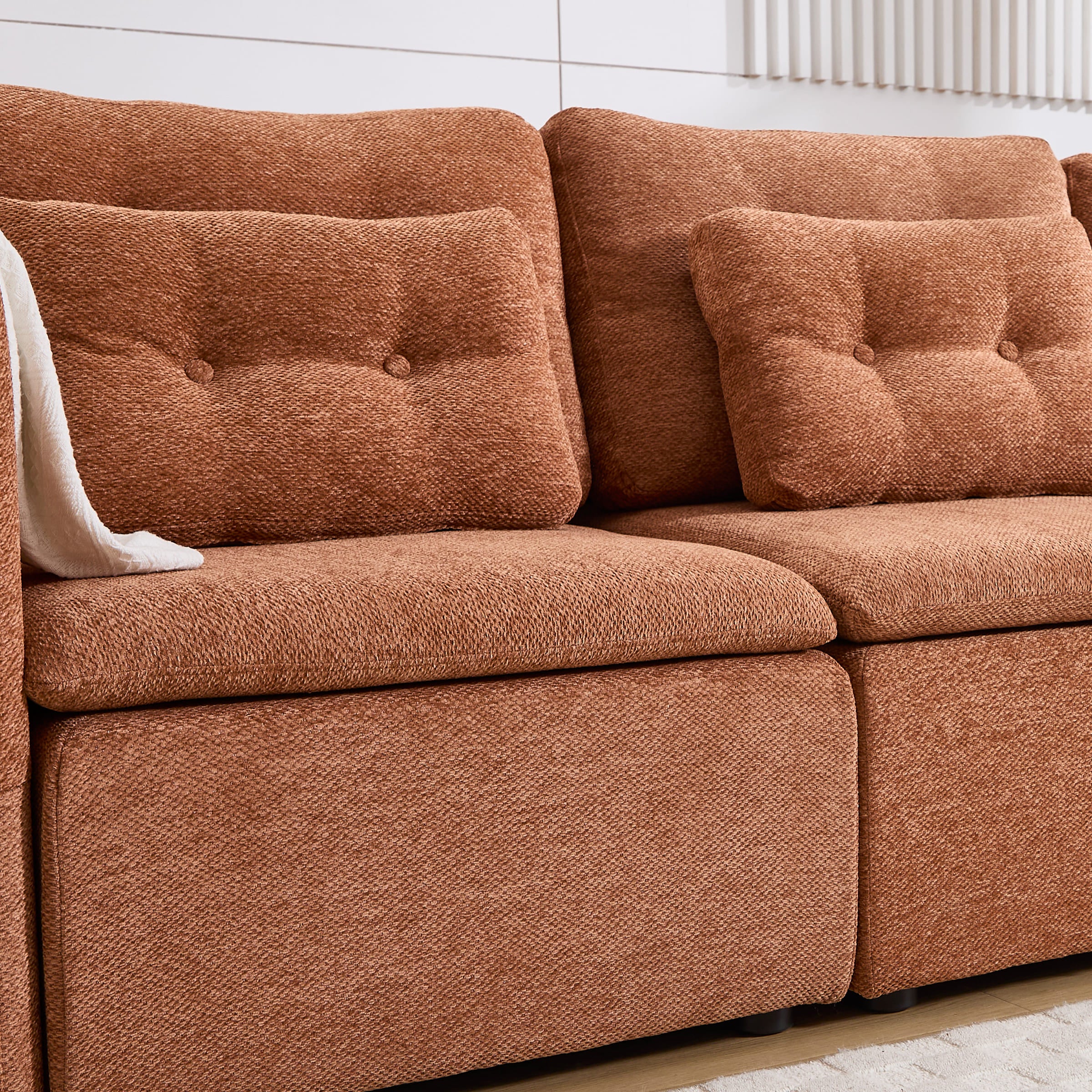 Chenille 56.5" Modular Sectional Sofa with Waist Pillow - 90041SF - Image 13
