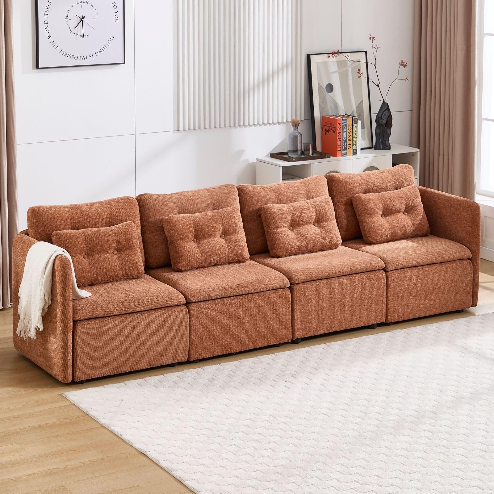 Chenille 56.5" Modular Sectional Sofa with Waist Pillow - 90041SF - Image 24