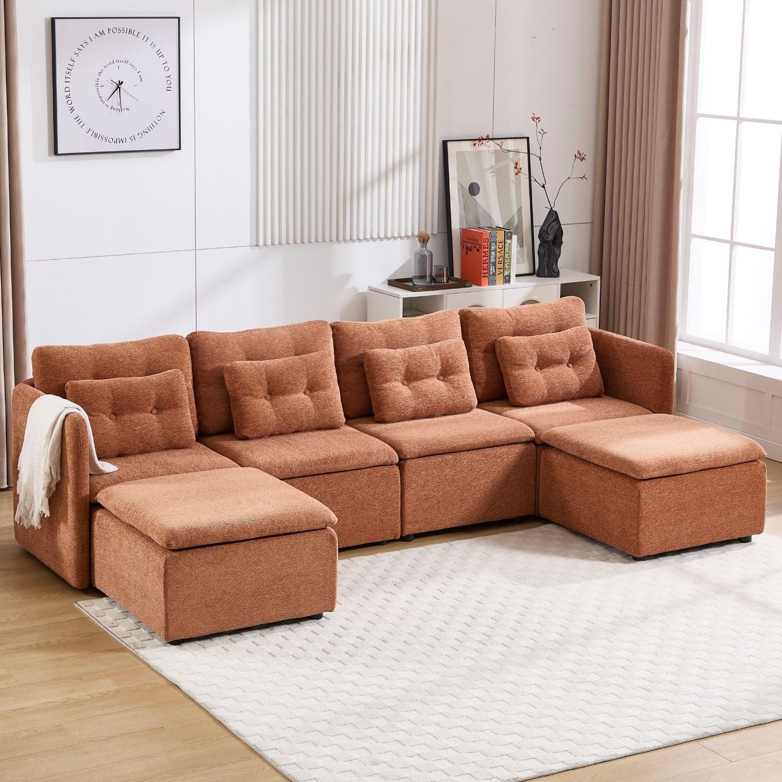 Chenille 56.5" Modular Sectional Sofa with Waist Pillow - 90041SF - Image 25