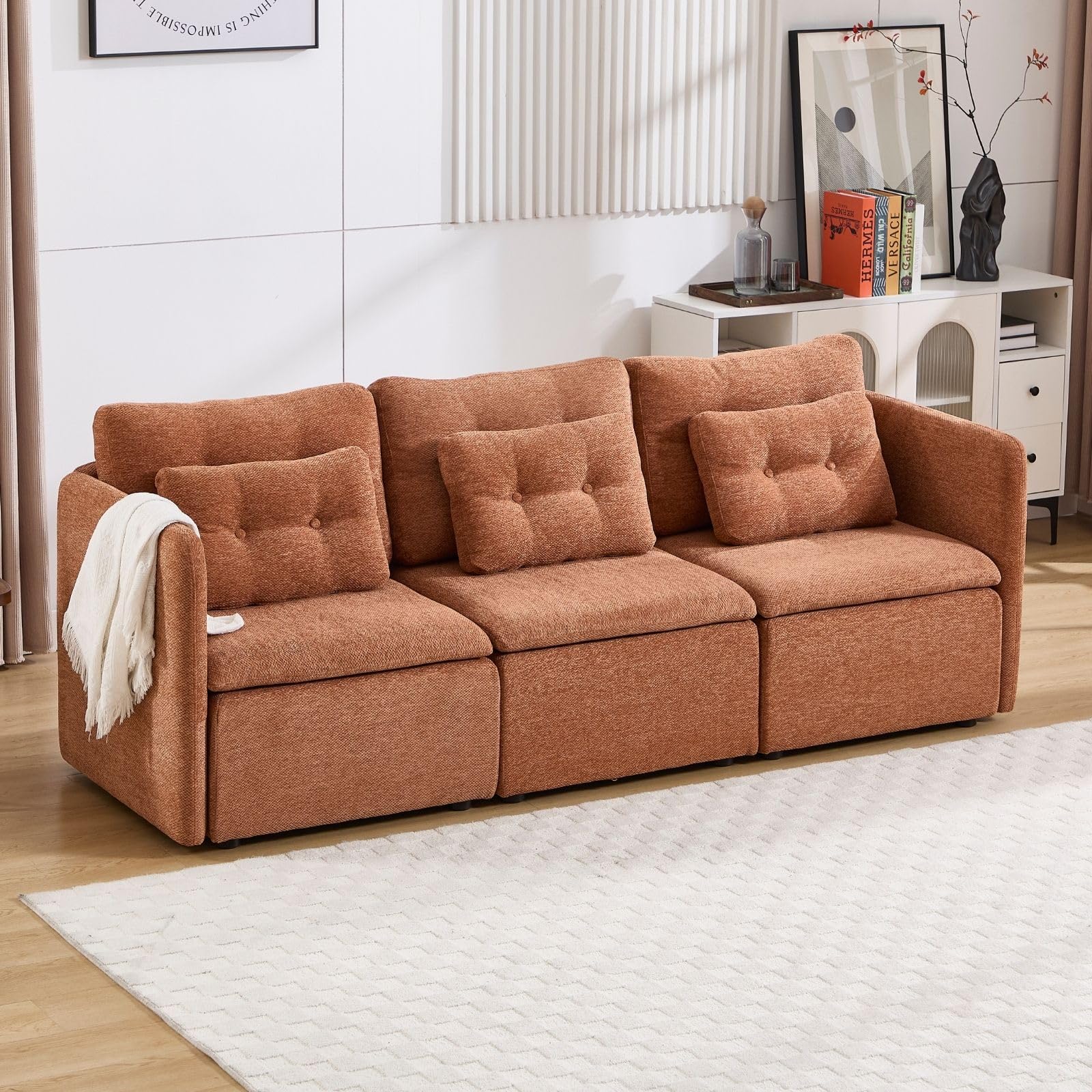 Chenille 56.5" Modular Sectional Sofa with Waist Pillow - 90041SF - Image 26