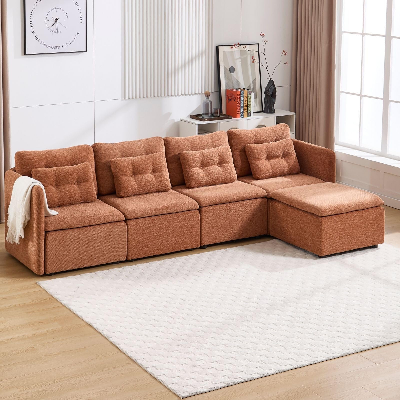 Chenille 56.5" Modular Sectional Sofa with Waist Pillow - 90041SF - Image 27