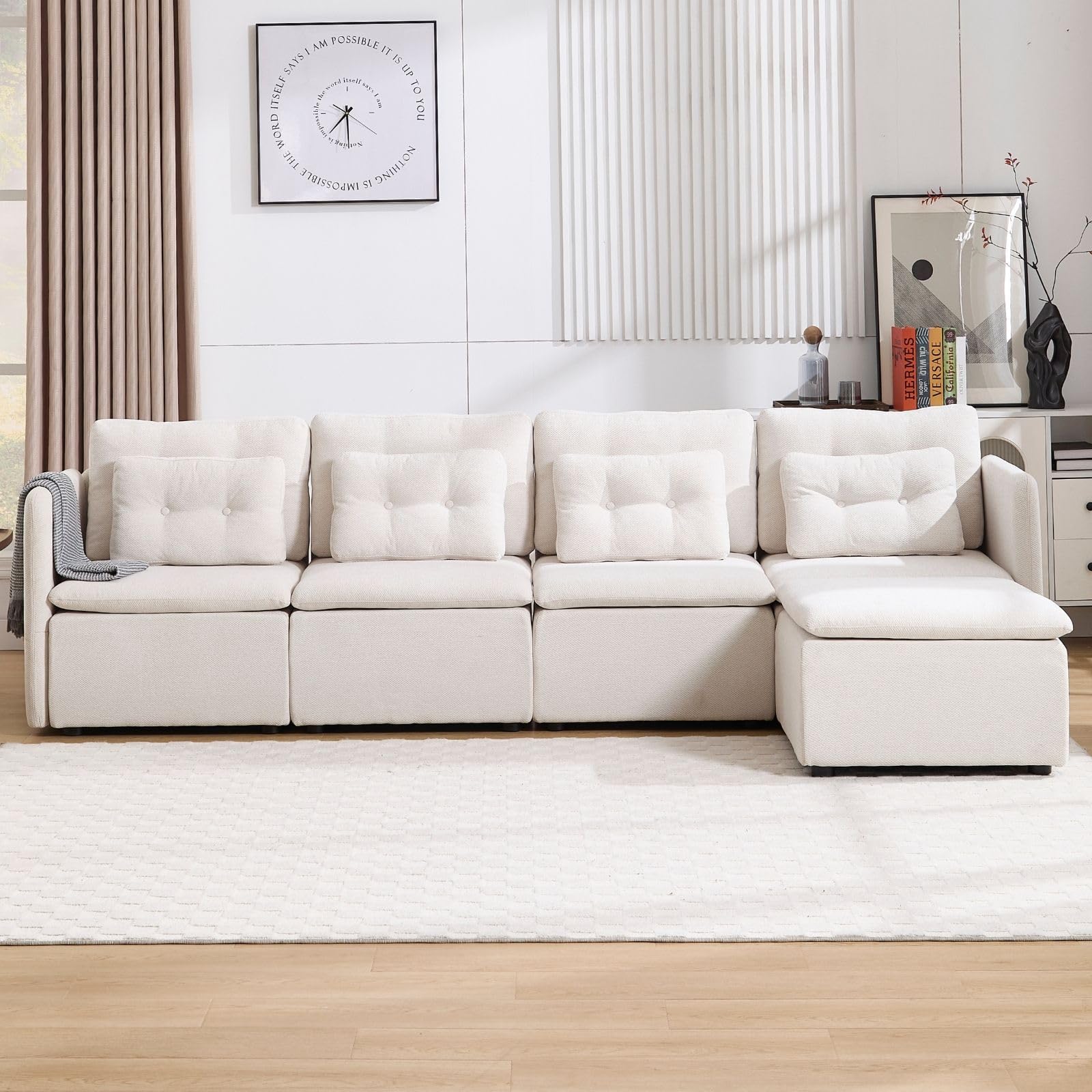 Chenille 56.5" Modular Sectional Sofa with Waist Pillow - 90041SF - Image 28