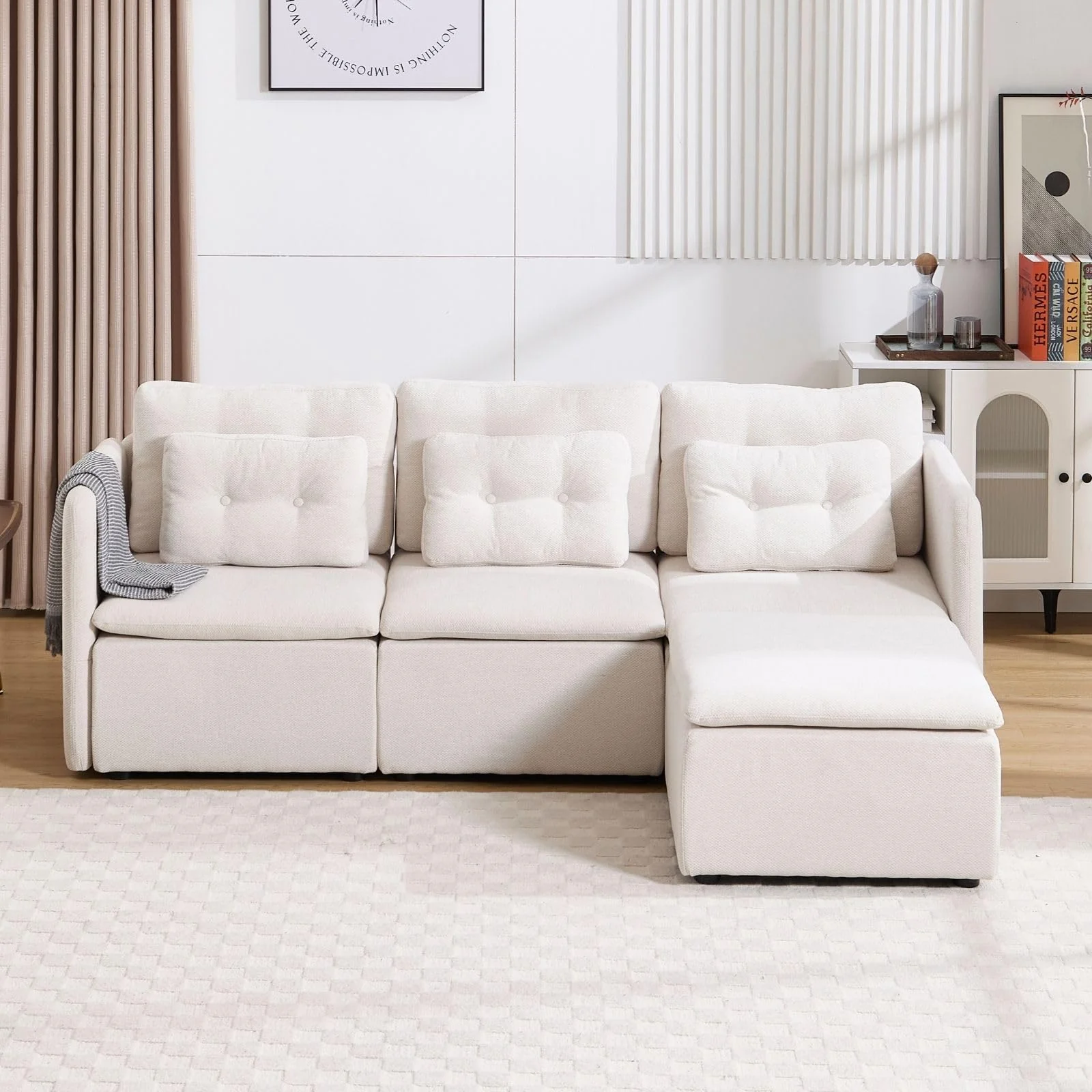 Chenille 56.5" Modular Sectional Sofa with Waist Pillow - 90041SF - Image 30
