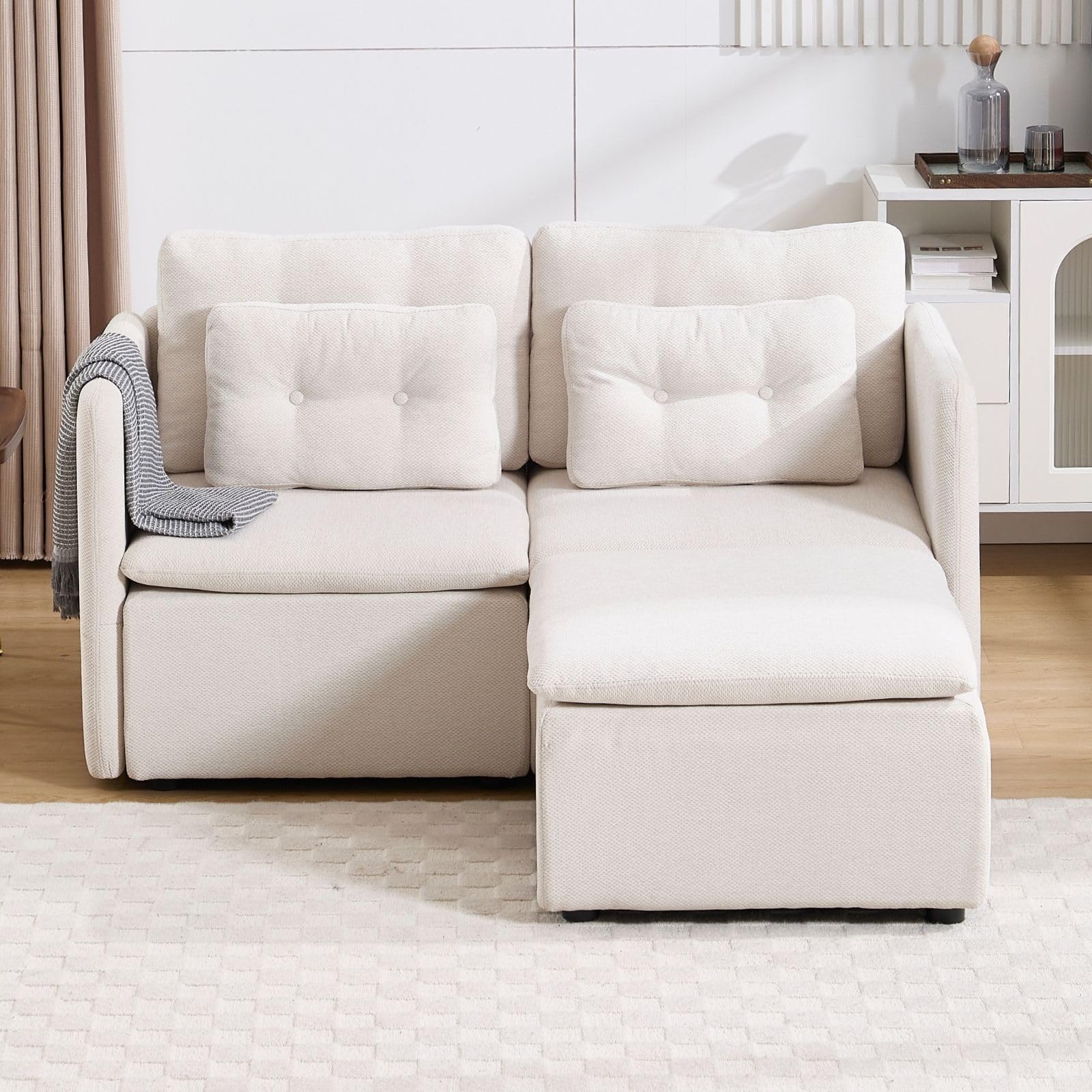 Chenille 56.5" Modular Sectional Sofa with Waist Pillow - 90041SF - Image 32