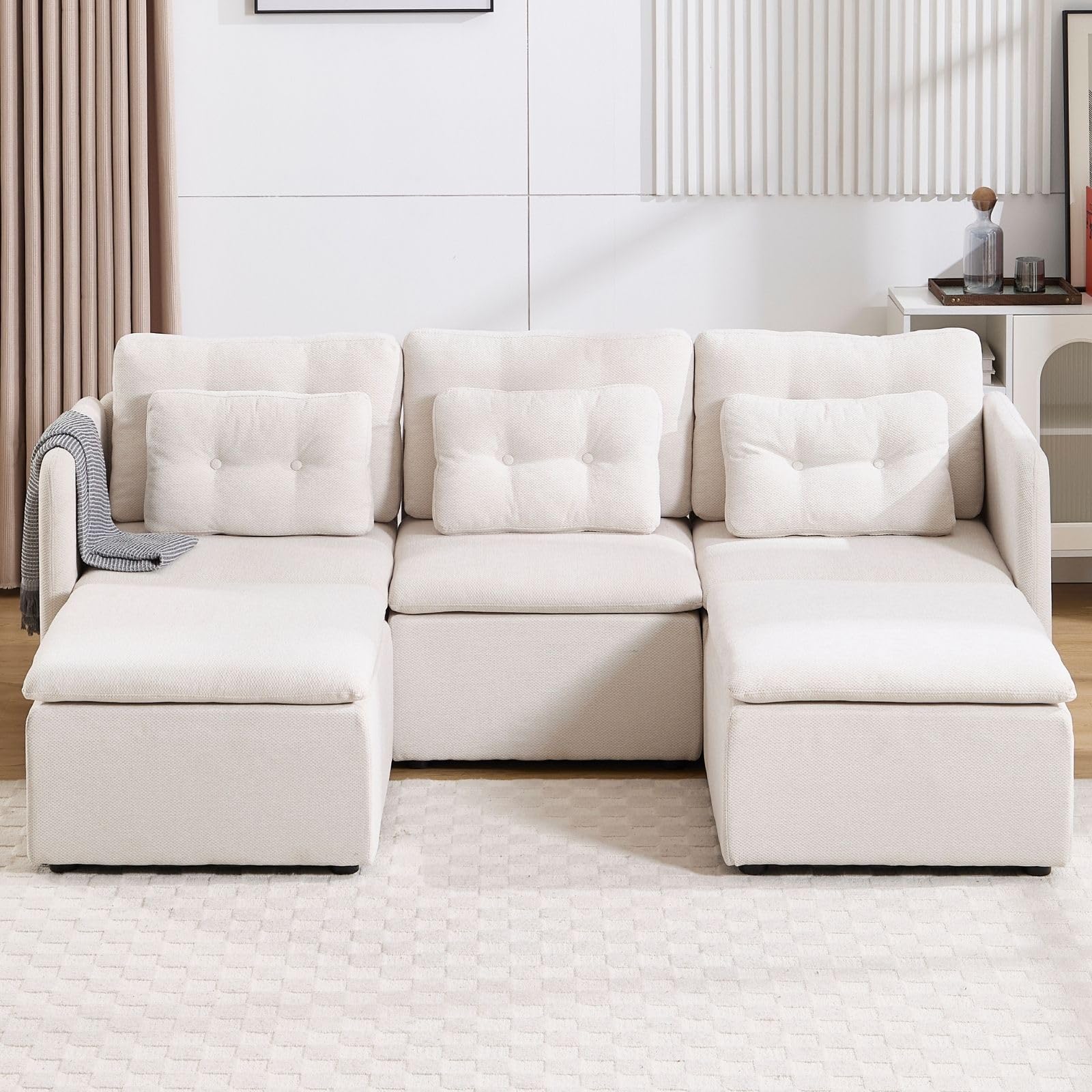 Chenille 56.5" Modular Sectional Sofa with Waist Pillow - 90041SF - Image 33