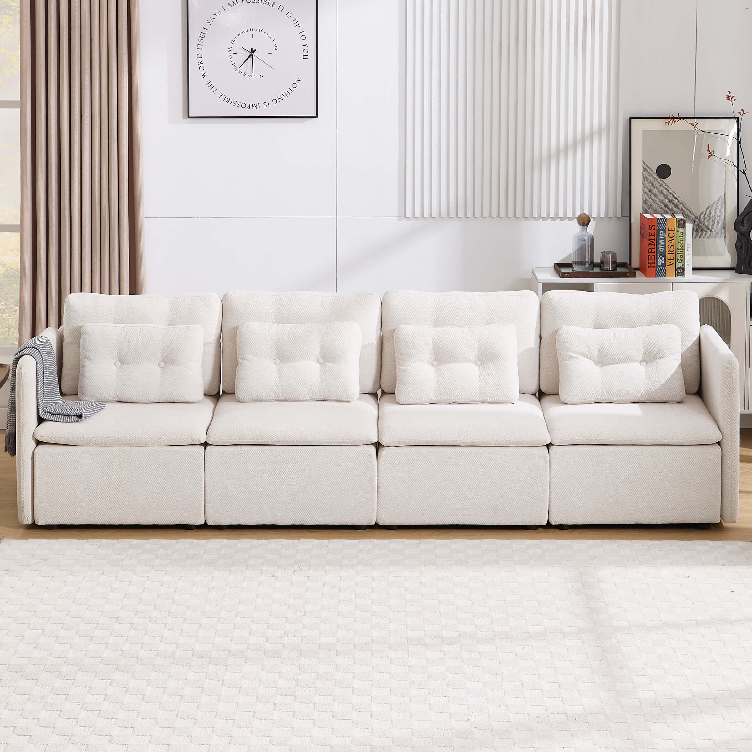Chenille 56.5" Modular Sectional Sofa with Waist Pillow - 90041SF - Image 34