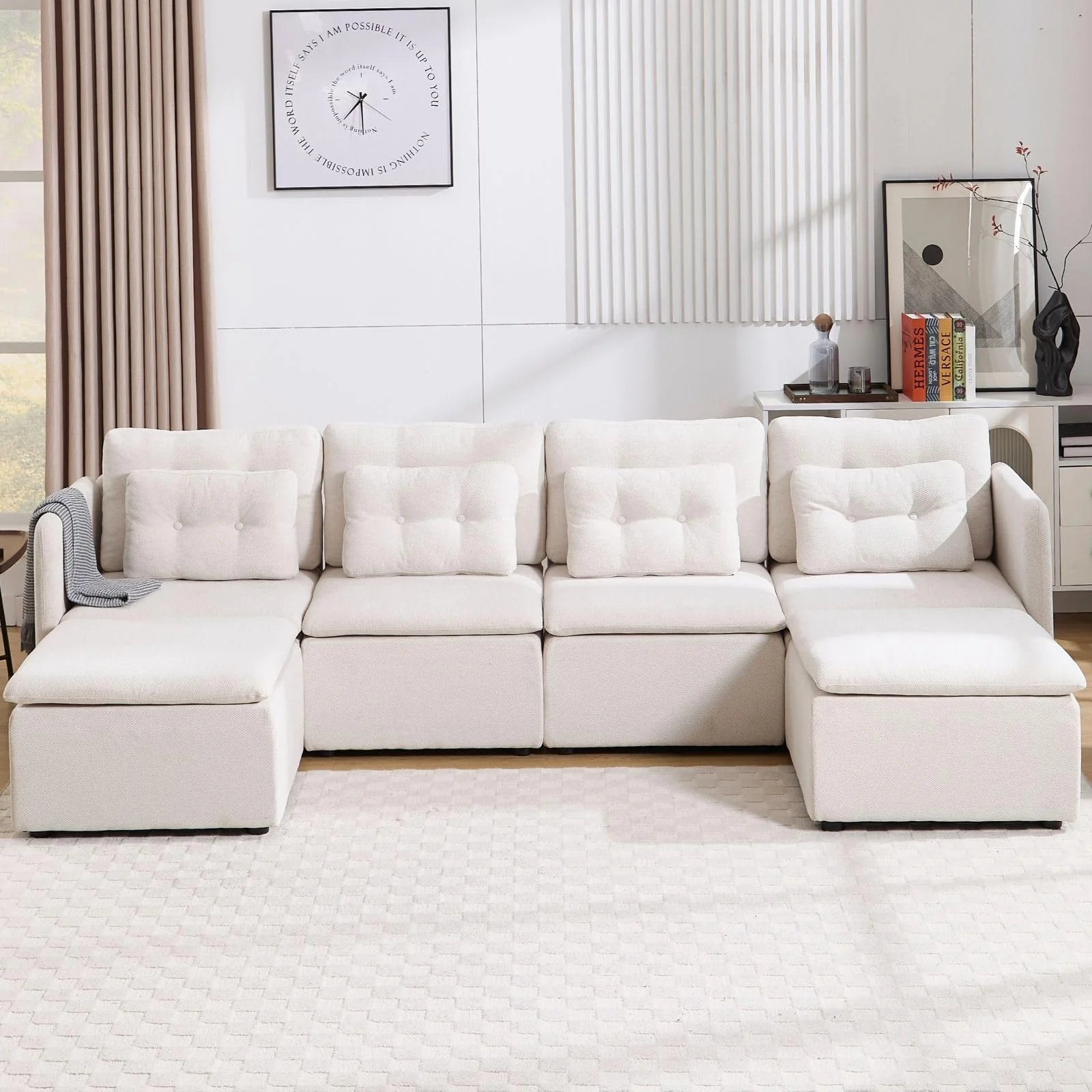 Chenille 56.5" Modular Sectional Sofa with Waist Pillow - 90041SF - Image 35