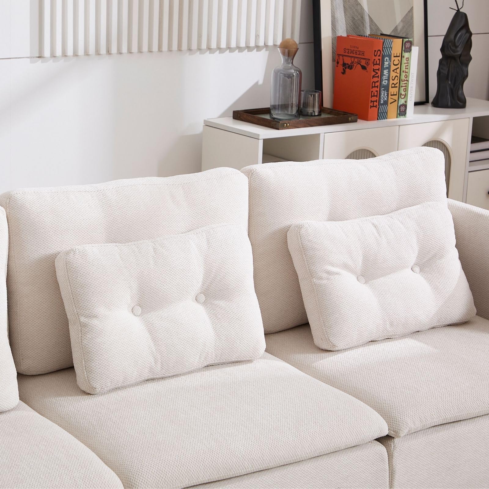 Chenille 56.5" Modular Sectional Sofa with Waist Pillow - 90041SF - Image 37