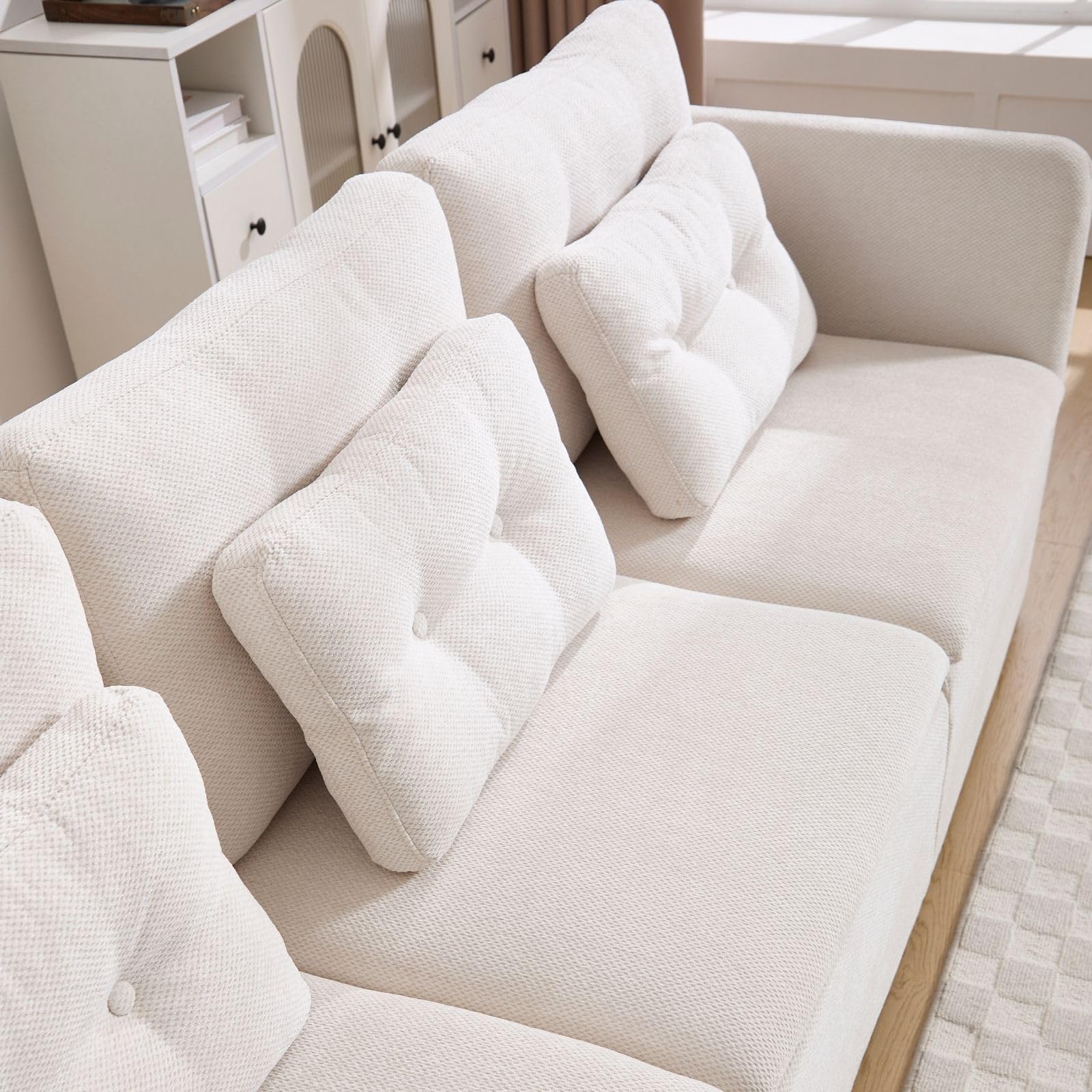 Chenille 56.5" Modular Sectional Sofa with Waist Pillow - 90041SF - Image 38