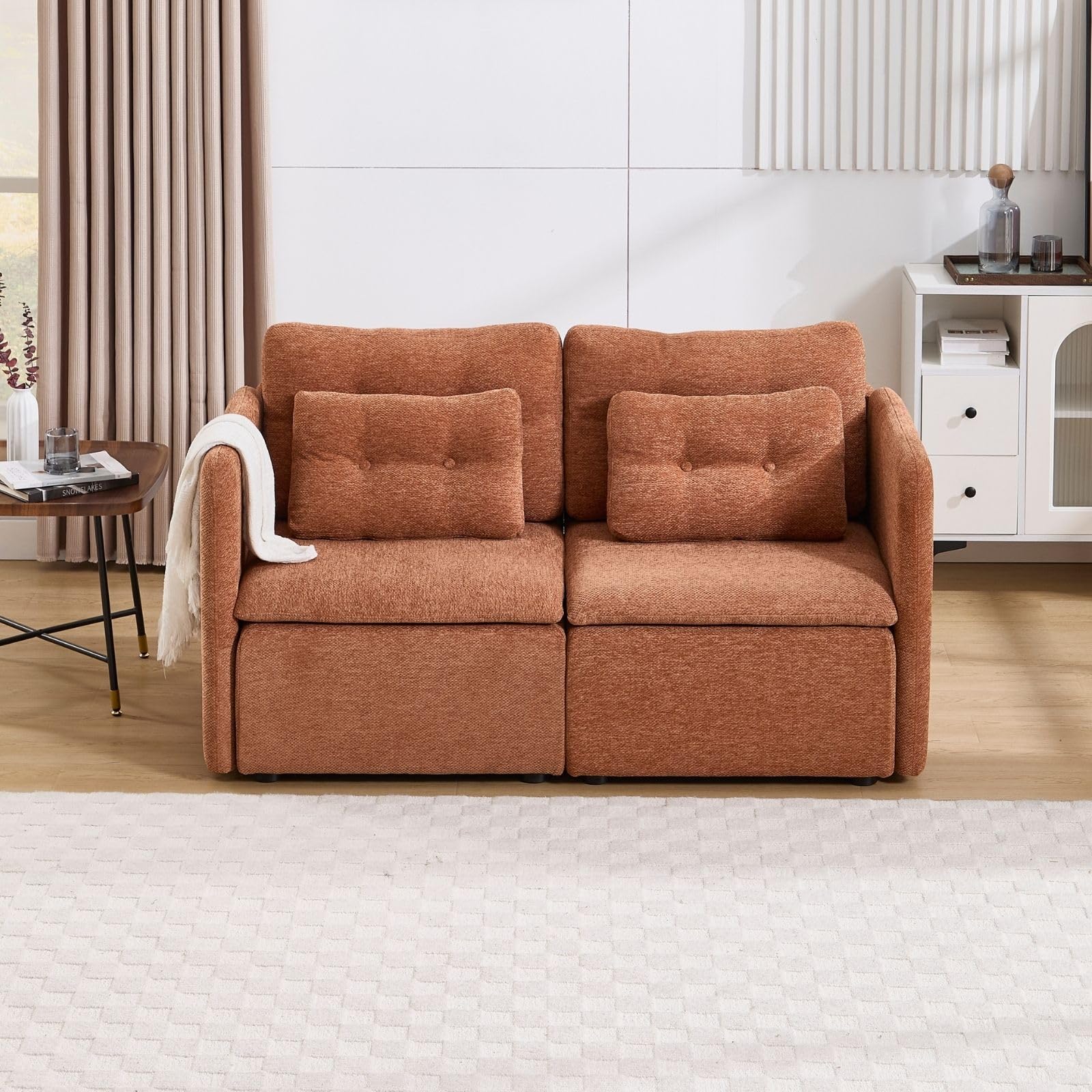 Chenille 56.5" Modular Sectional Sofa with Waist Pillow - 90041SF - Image 4