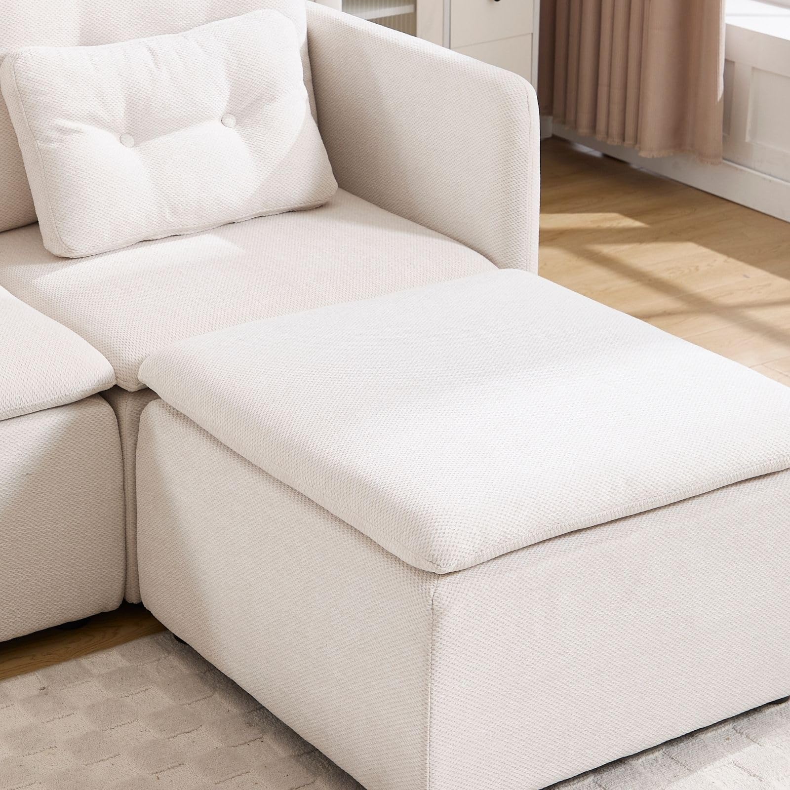 Chenille 56.5" Modular Sectional Sofa with Waist Pillow - 90041SF - Image 42