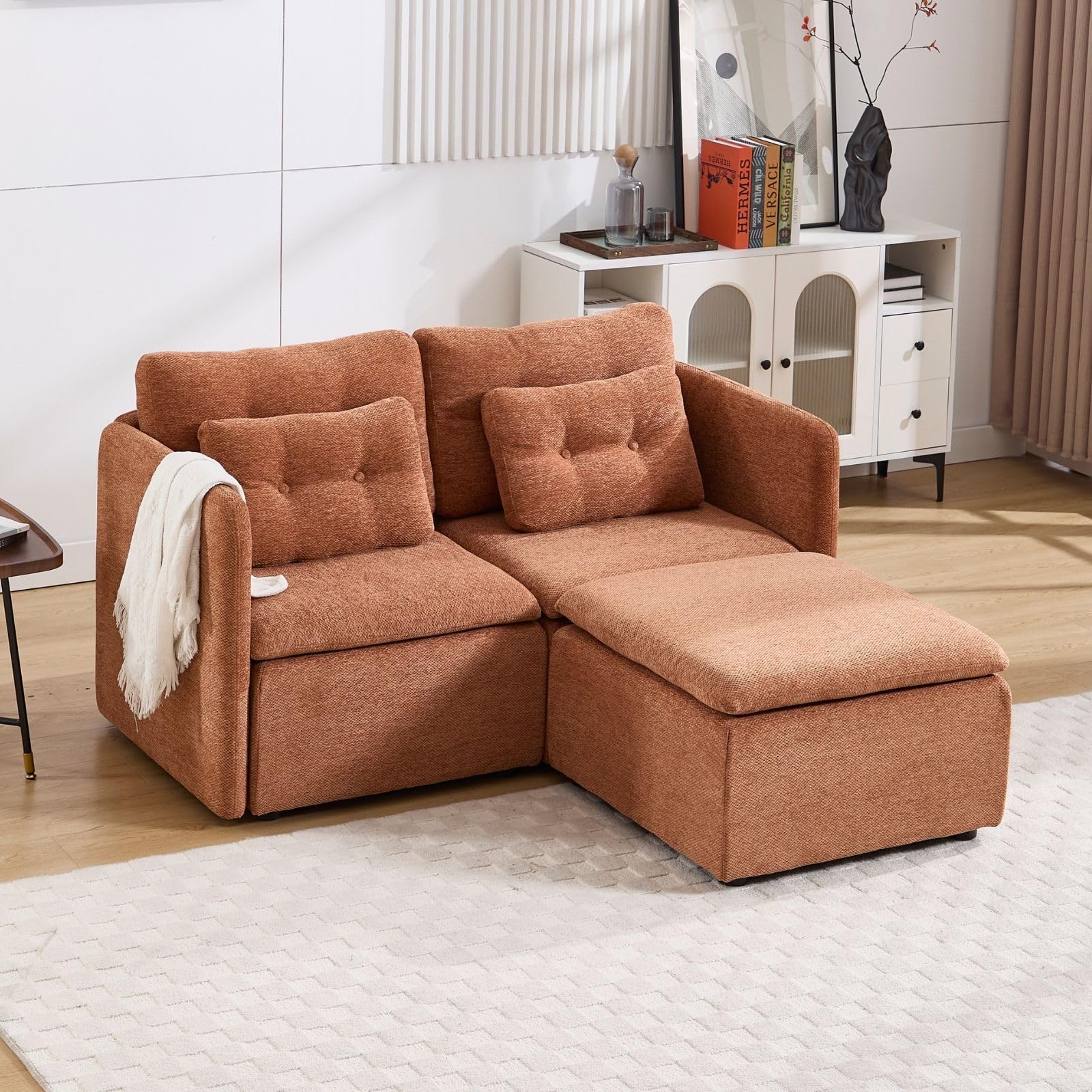 Chenille 56.5" Modular Sectional Sofa with Waist Pillow - 90041SF - Image 5