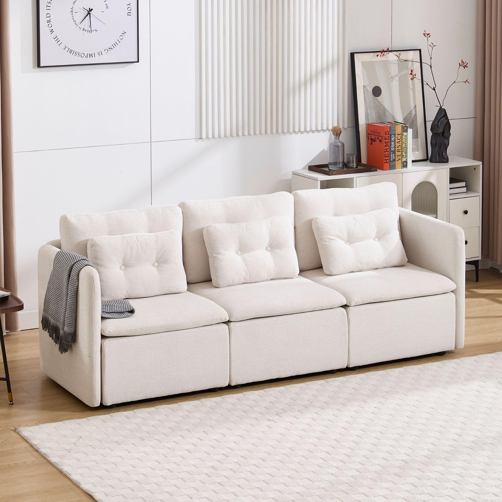 Chenille 56.5" Modular Sectional Sofa with Waist Pillow - 90041SF - Image 55