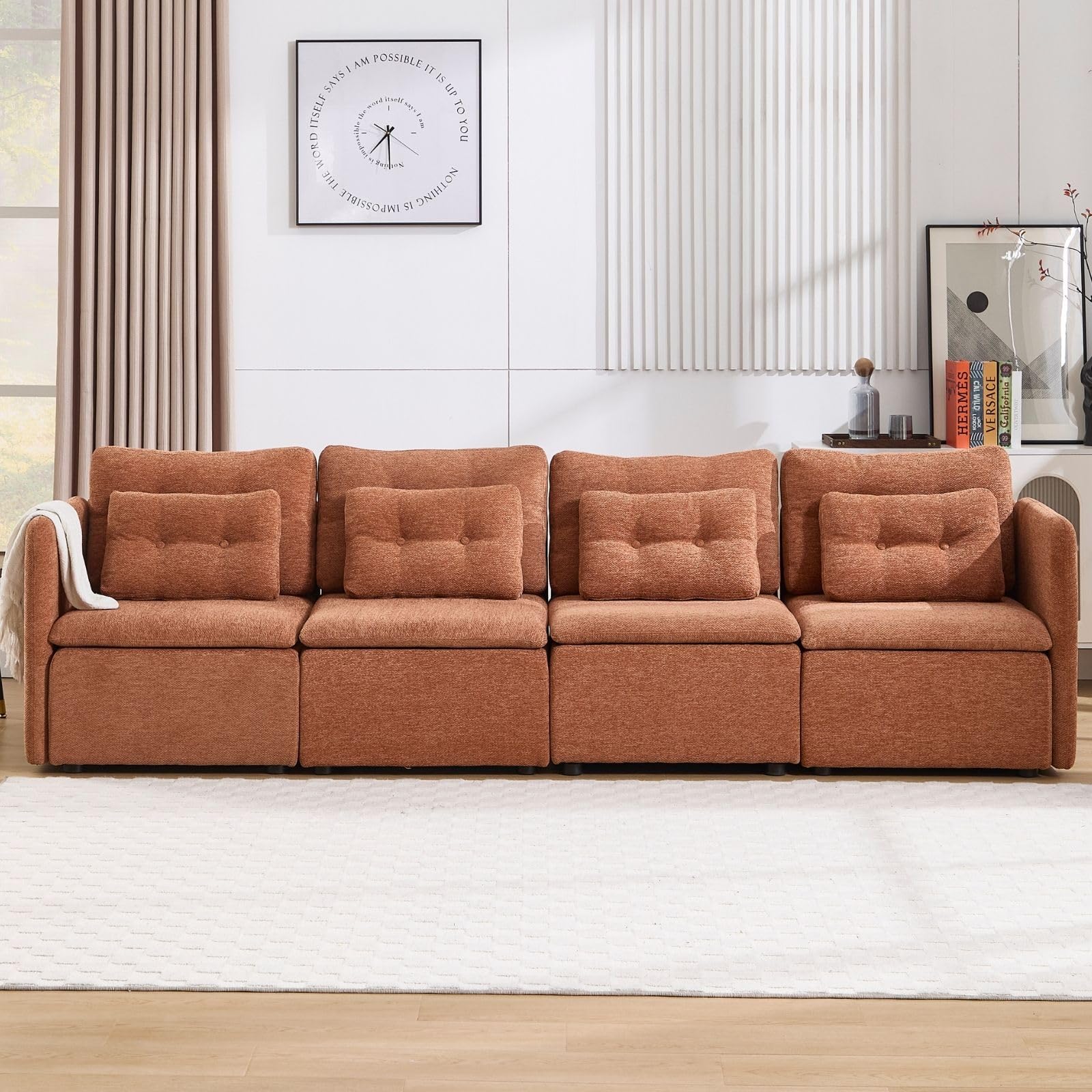 Chenille 56.5" Modular Sectional Sofa with Waist Pillow - 90041SF - Image 7