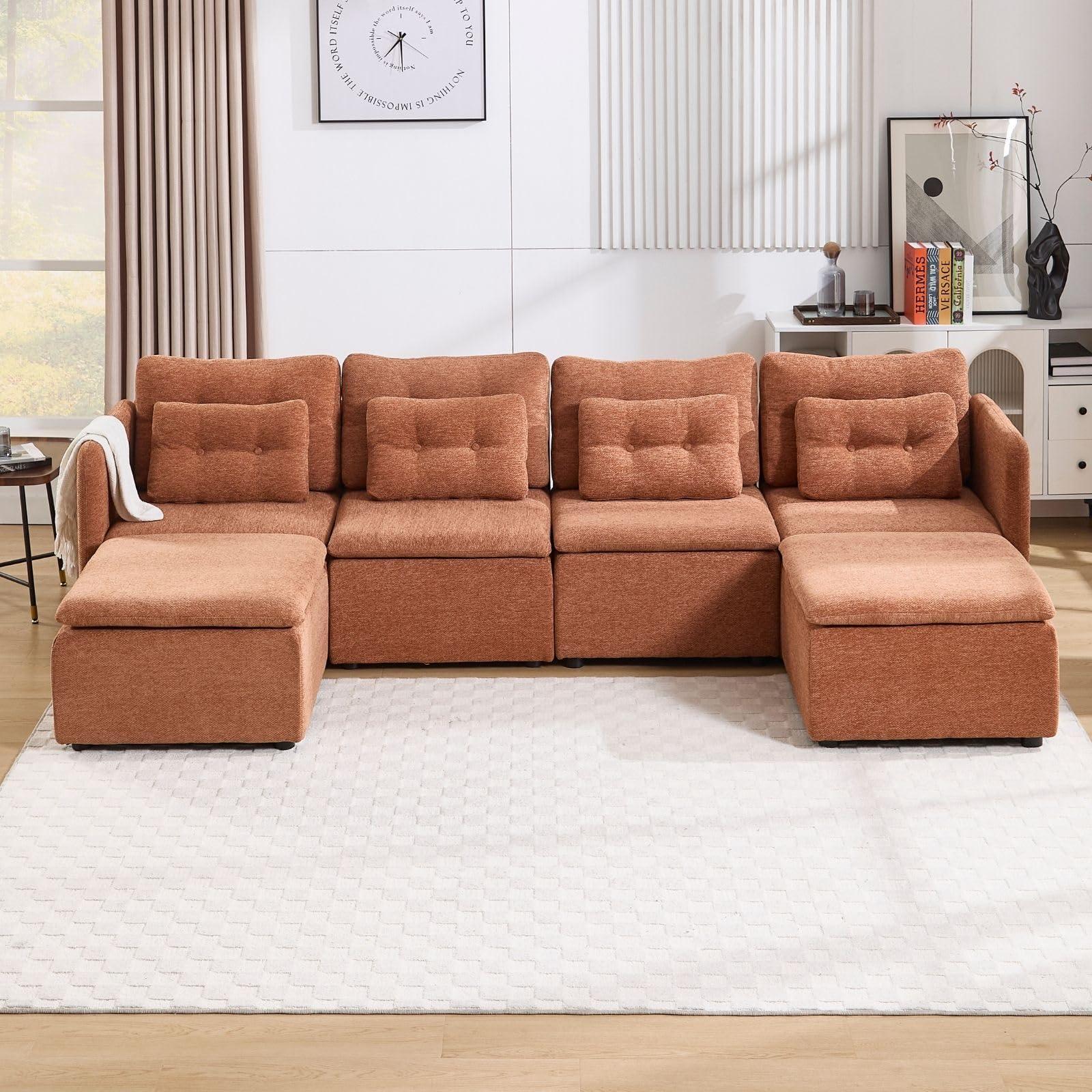 Chenille 56.5" Modular Sectional Sofa with Waist Pillow - 90041SF - Image 8