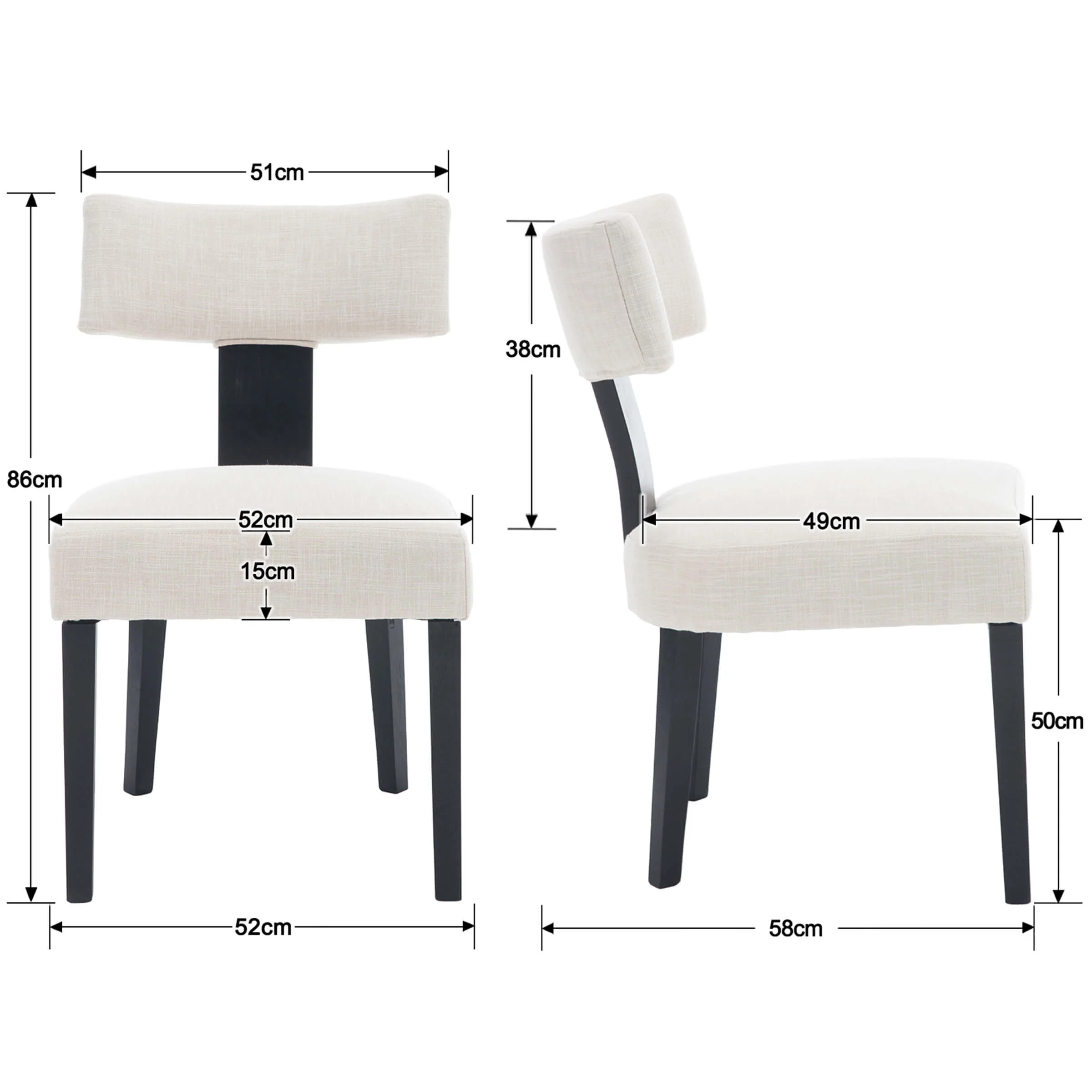 Classic Curved Open Back Dining Chairs Set of 2 - 1670&1917&1918 - Image 113
