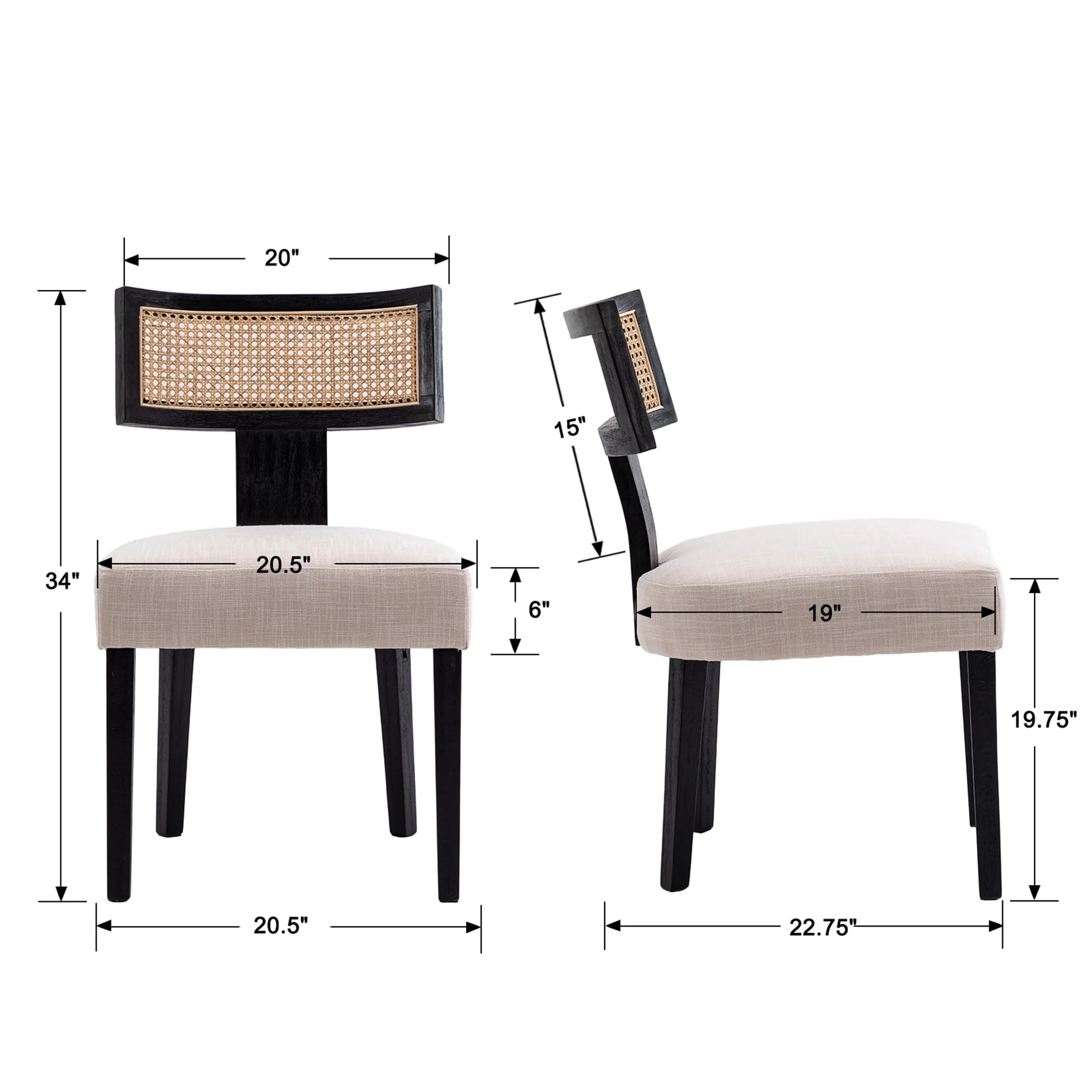 Classic Curved Open Back Dining Chairs Set of 2 - 1670&1917&1918 - Image 9