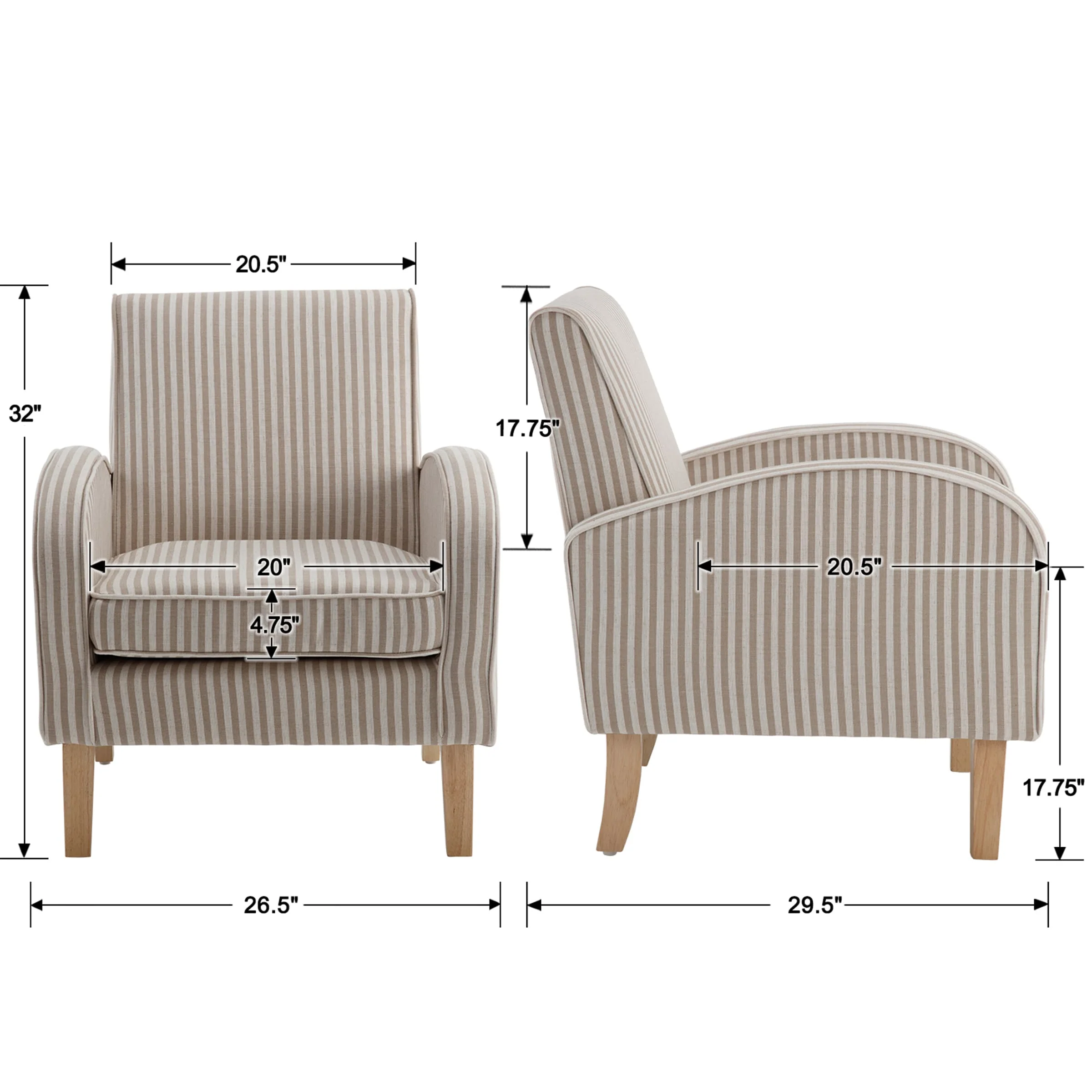 Curve Arms Accent Chair 1 PCS- 8375AC - Image 8