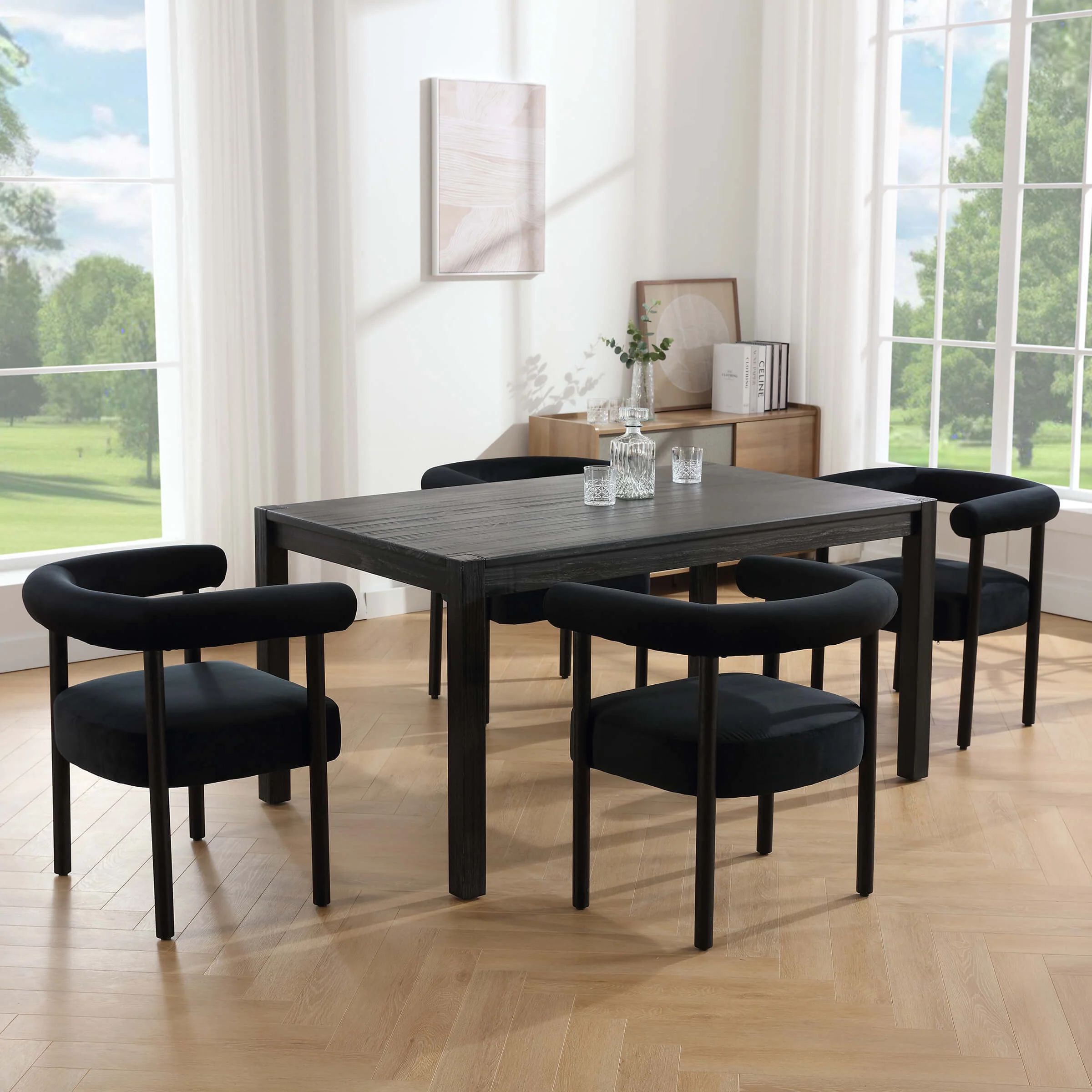 Barrel Open Back Upholstered Dining Chairs Set of 2 - 1930DC - Image 10