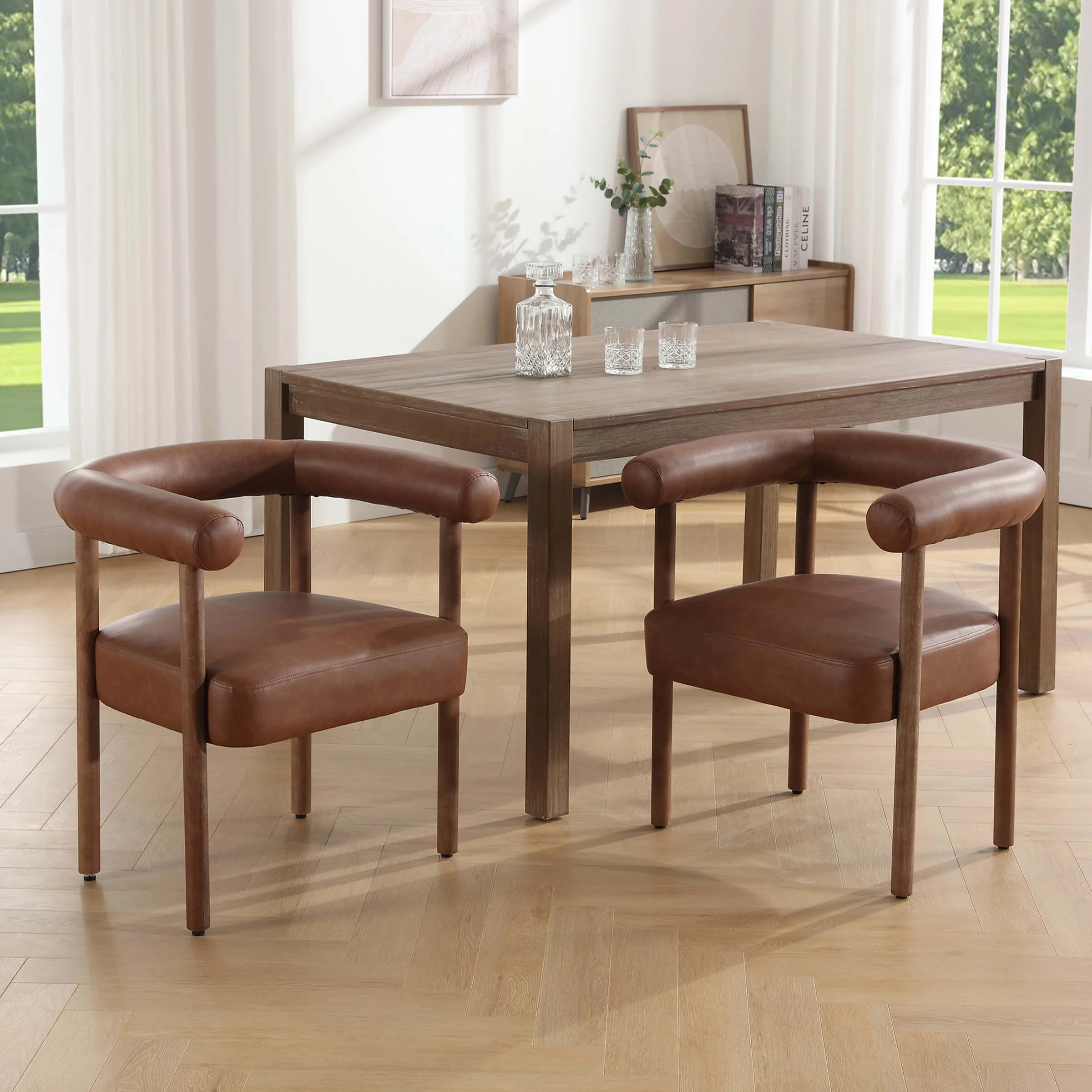 Barrel Open Back Upholstered Dining Chairs Set of 2 - 1930DC - Image 14